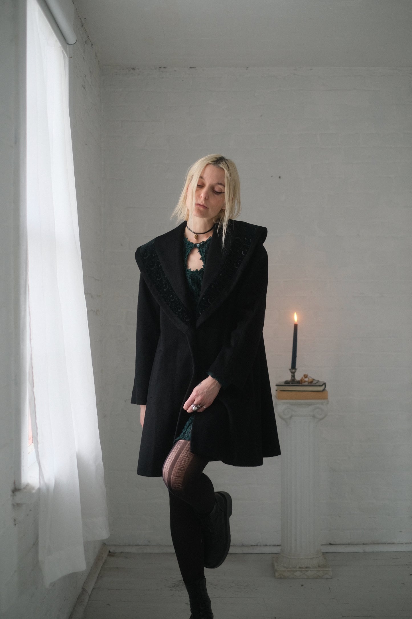 1980s Velvet Collar Overcoat