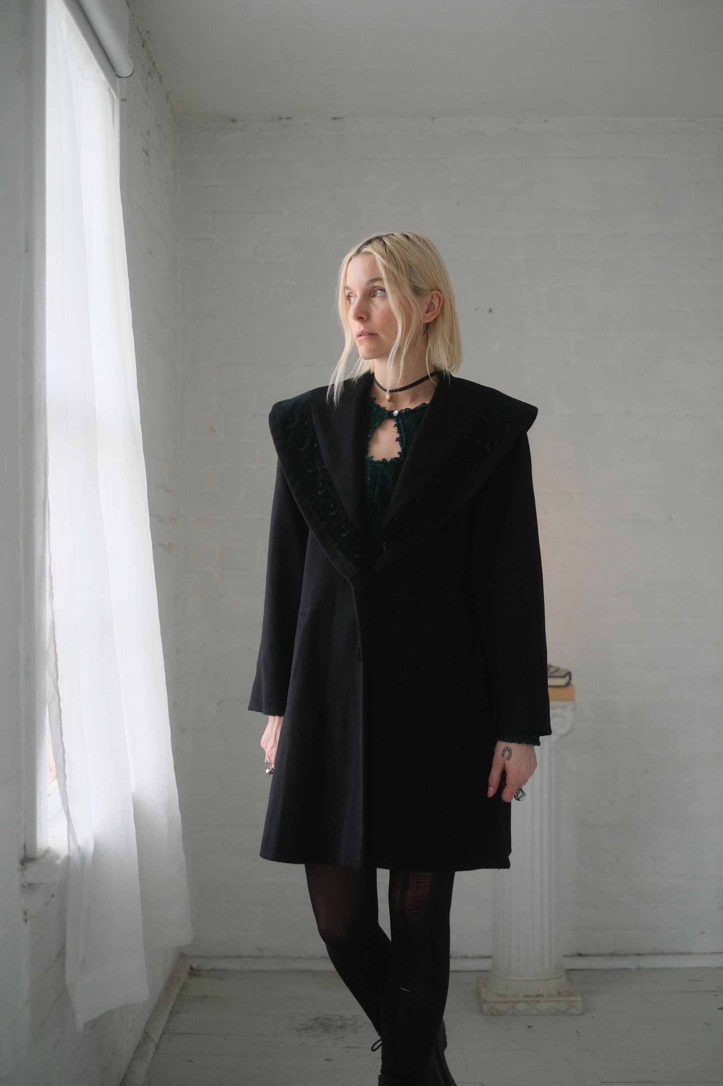 1980s Velvet Collar Overcoat