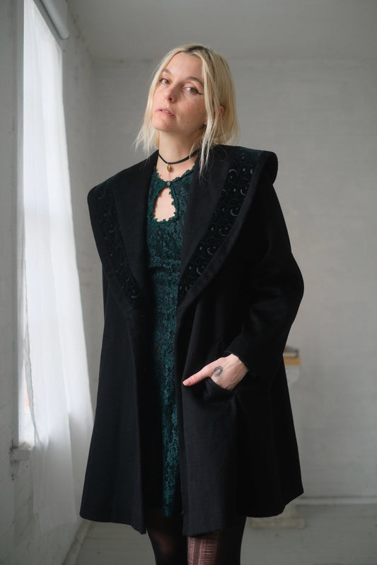 1980s Velvet Collar Overcoat