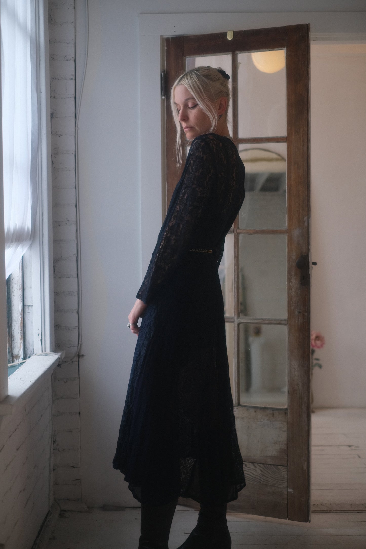 1990s Navy Lace Dress