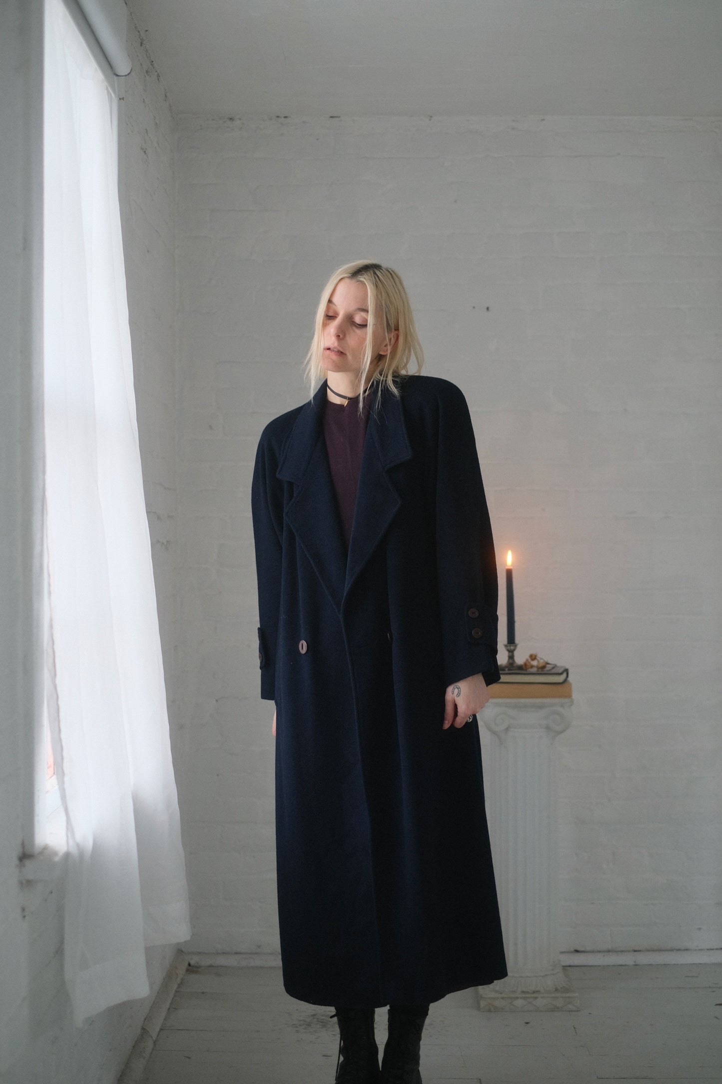 1980s Midnight Wool Overcoat