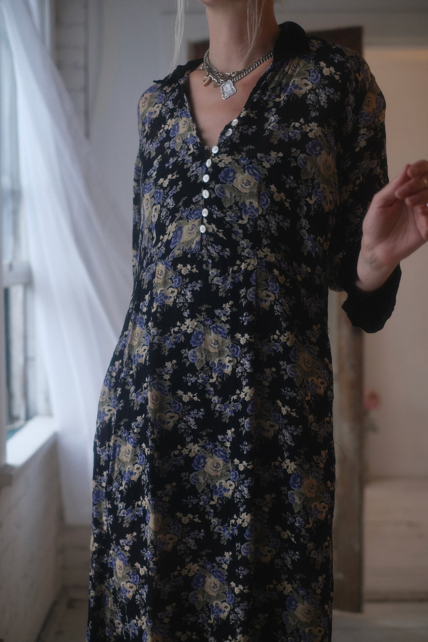 1990s Pansy + Velvet Dress
