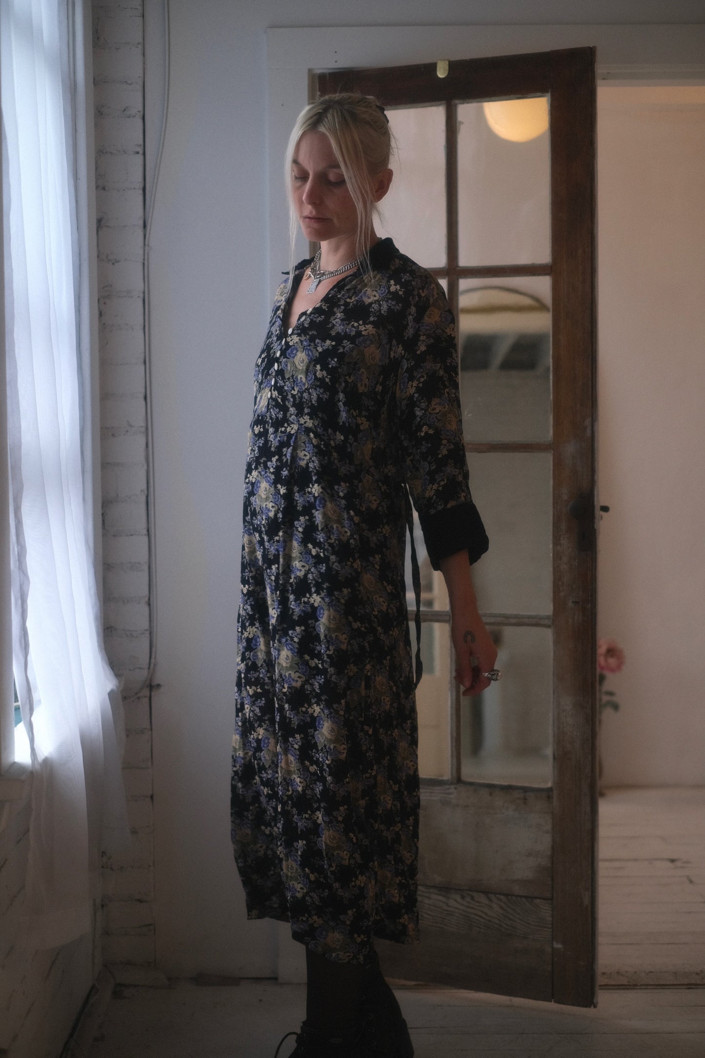 1990s Pansy + Velvet Dress