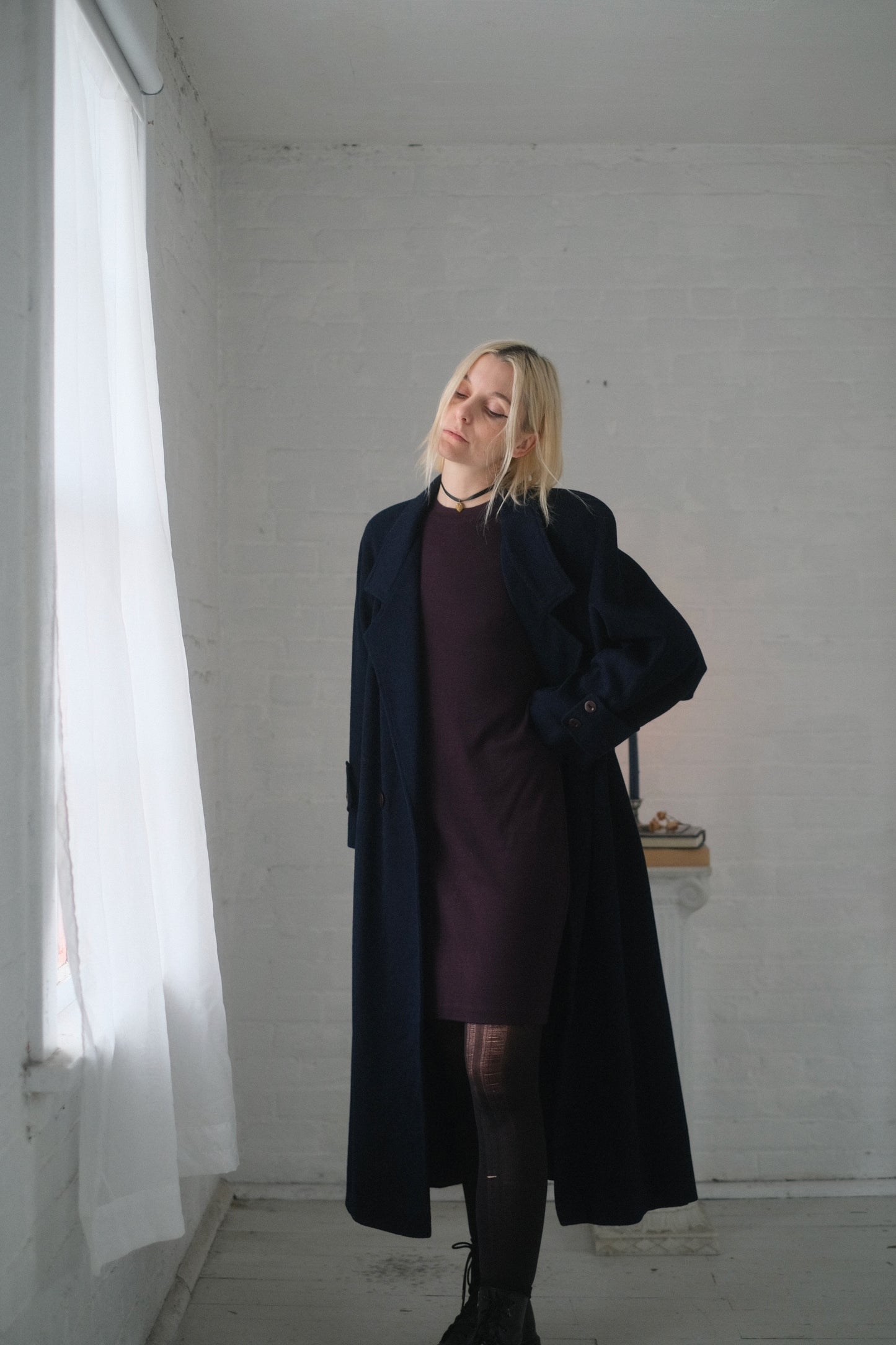 1980s Midnight Wool Overcoat