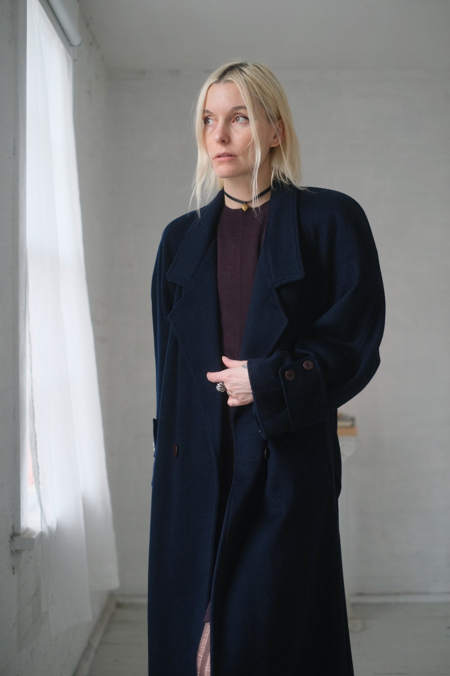 1980s Midnight Wool Overcoat