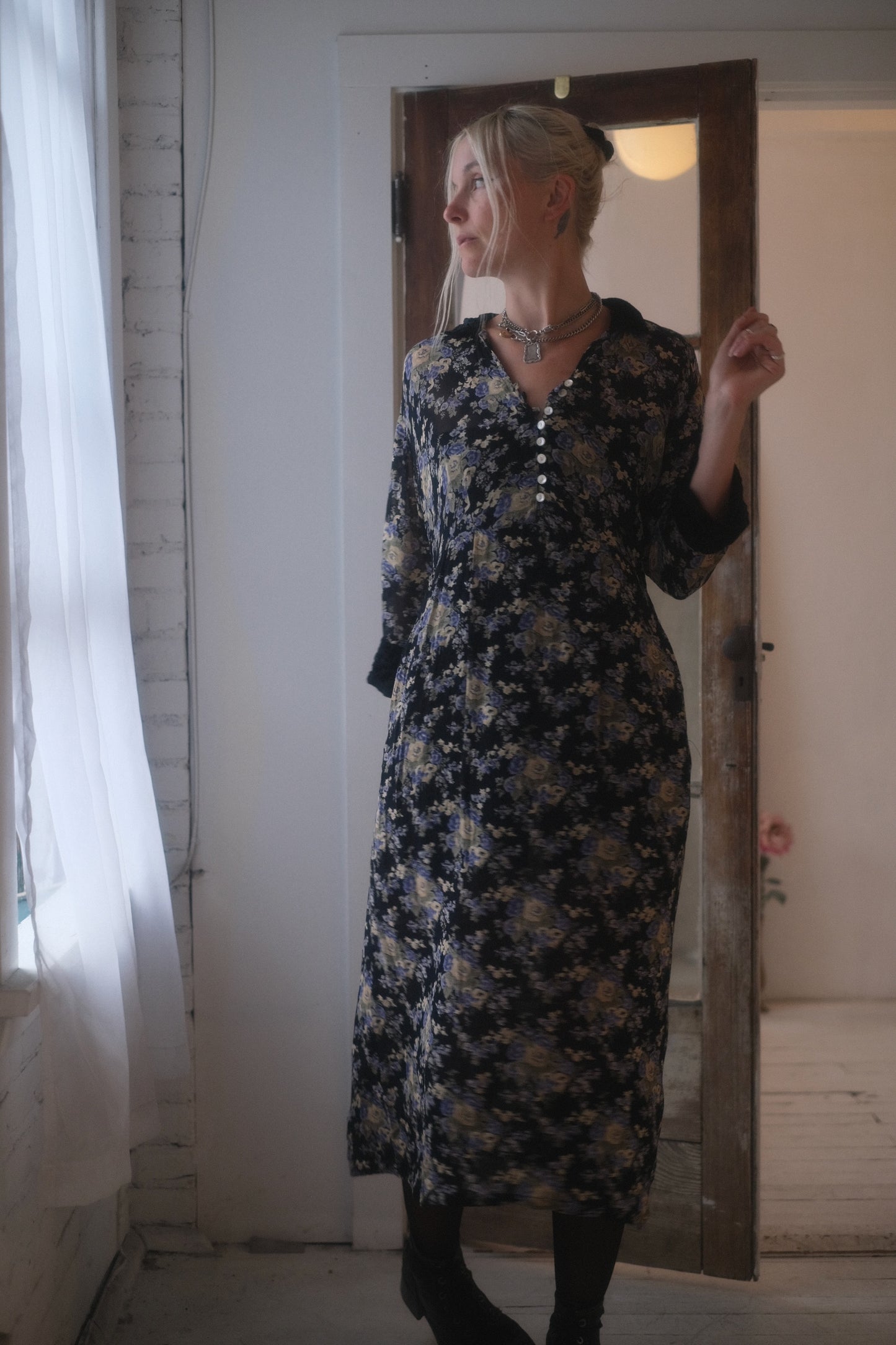 1990s Pansy + Velvet Dress