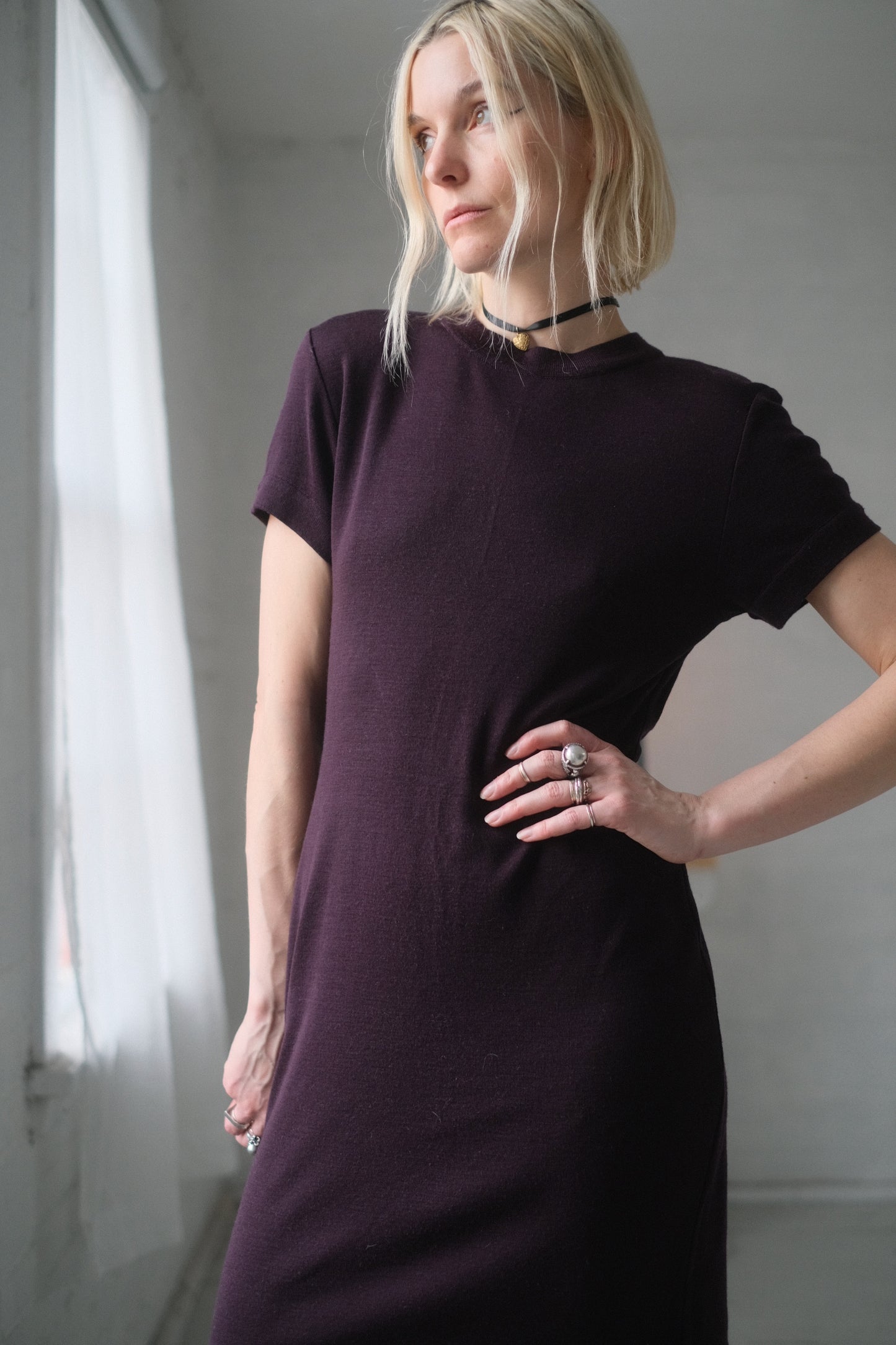 1990s Aubergine Knit Mini