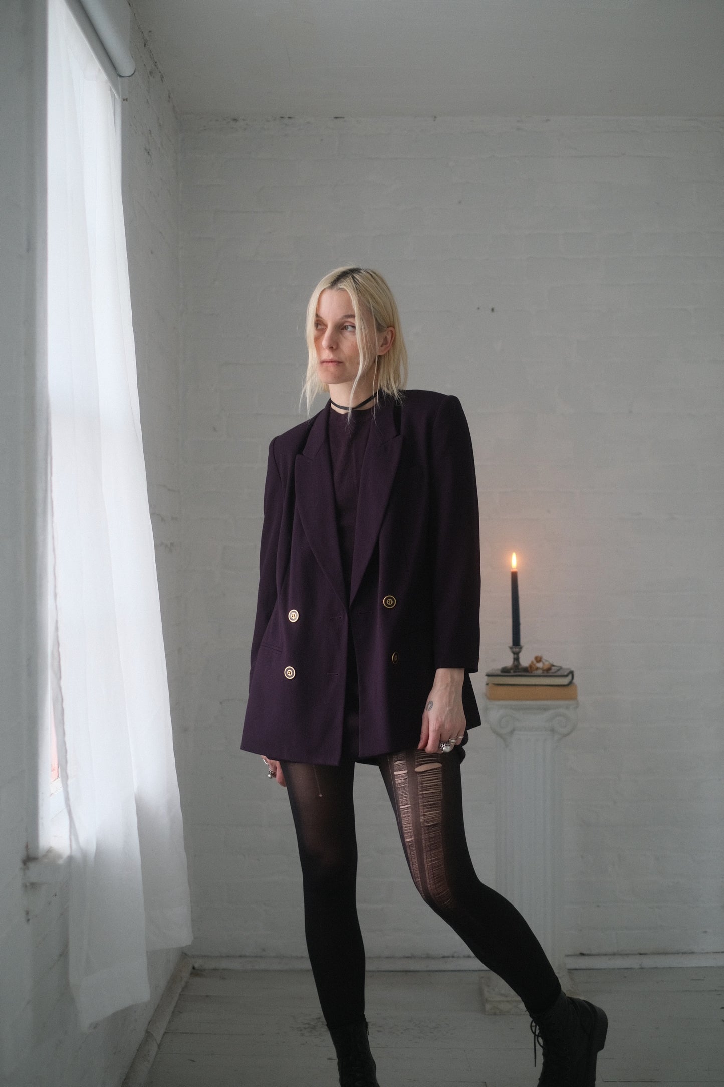 1990s Plum Suit Jacket