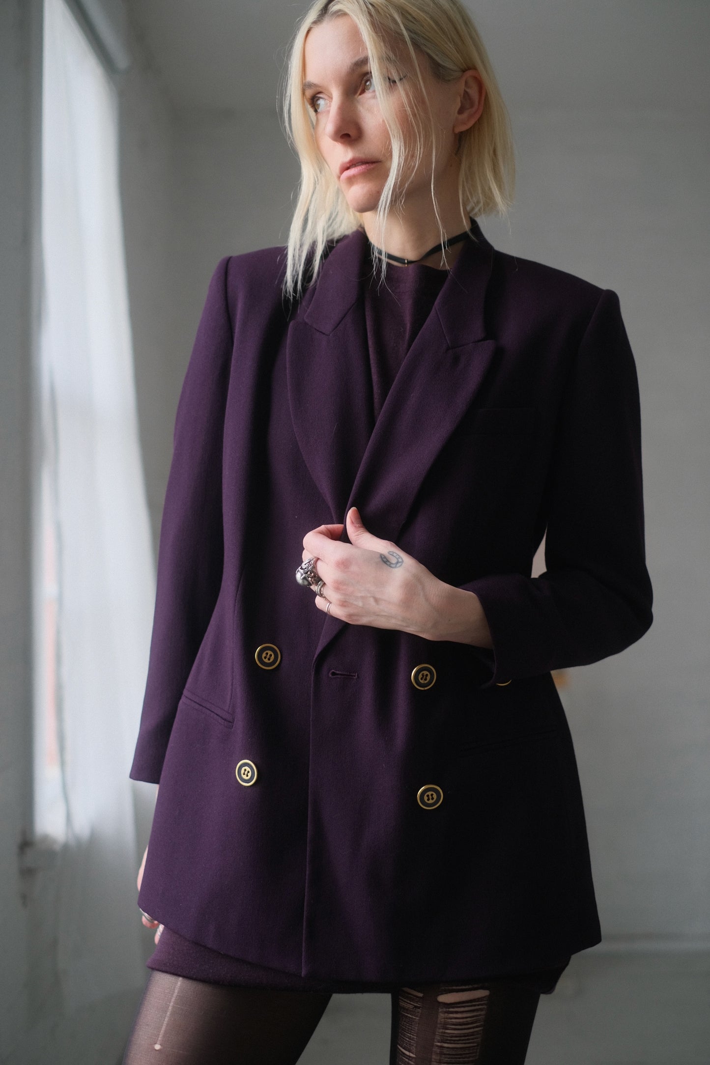 1990s Plum Suit Jacket