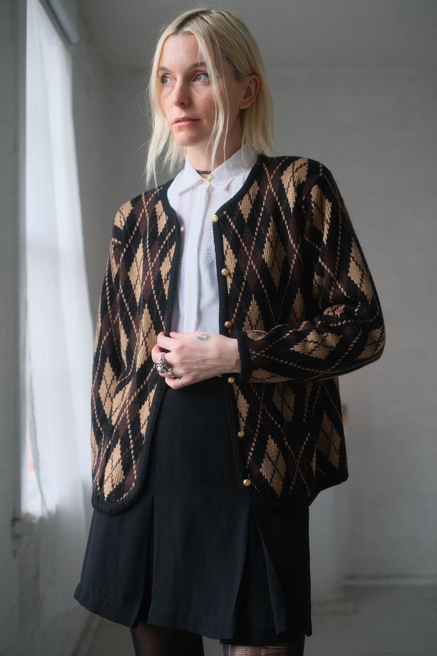 1980s Argyle Cardi