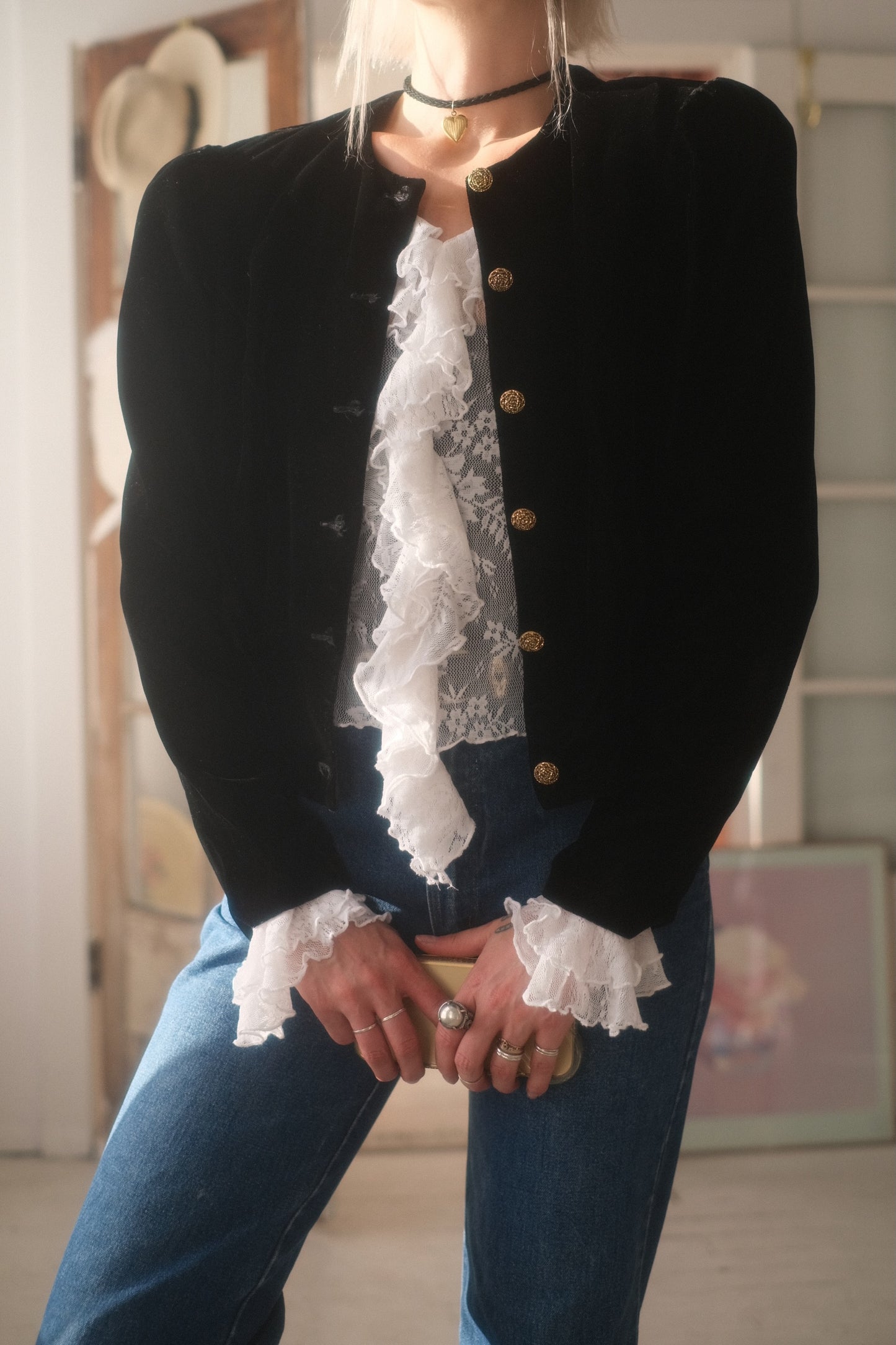 1980s Velvet Puff Sleeve Jacket