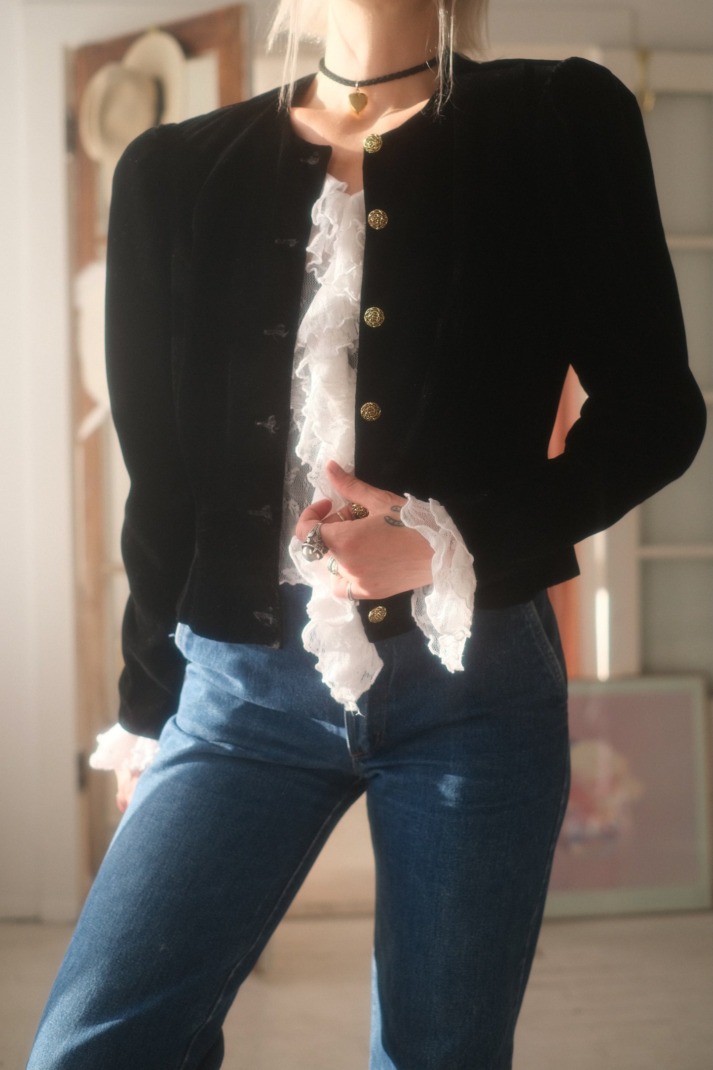 1980s Velvet Puff Sleeve Jacket