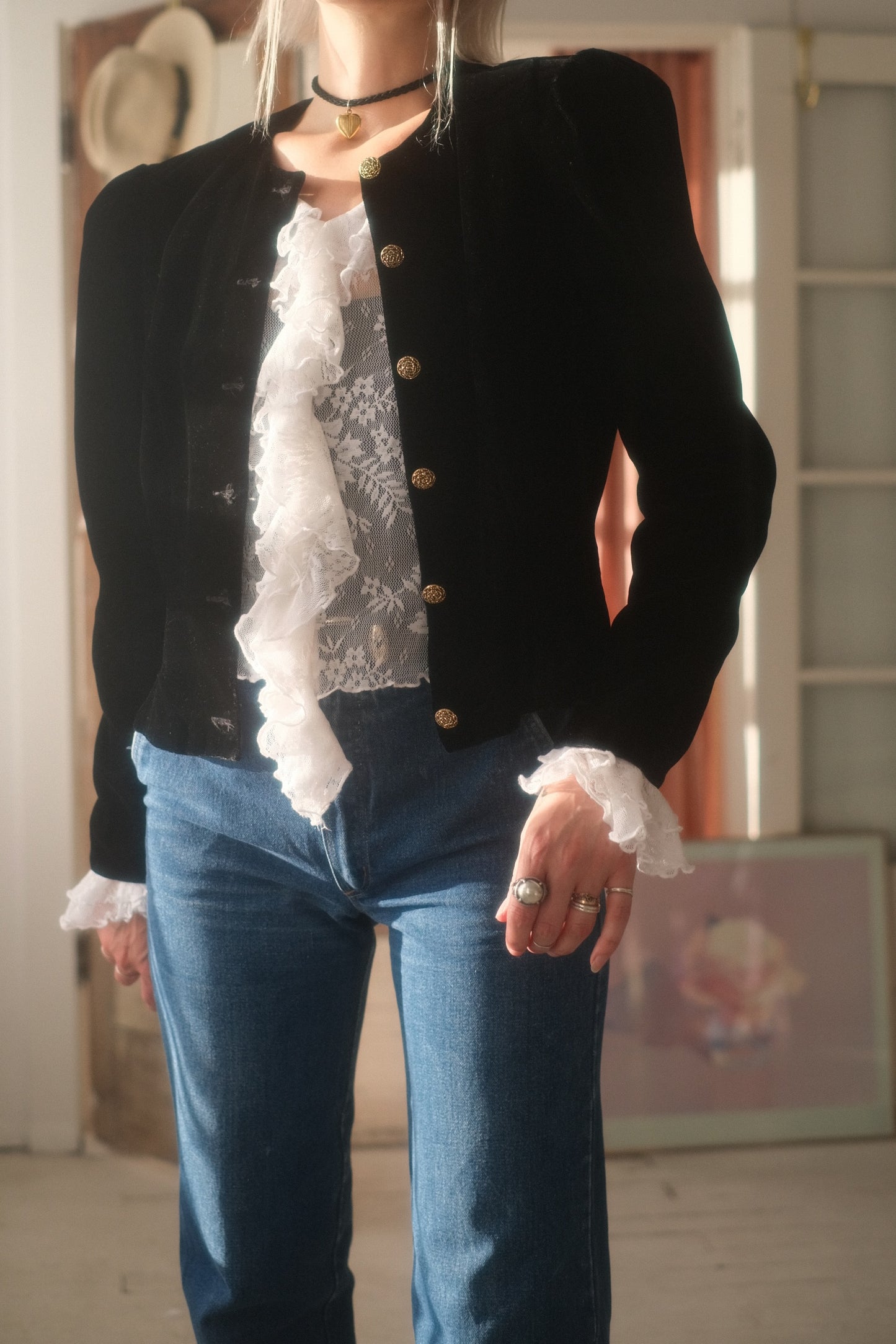 1980s Velvet Puff Sleeve Jacket
