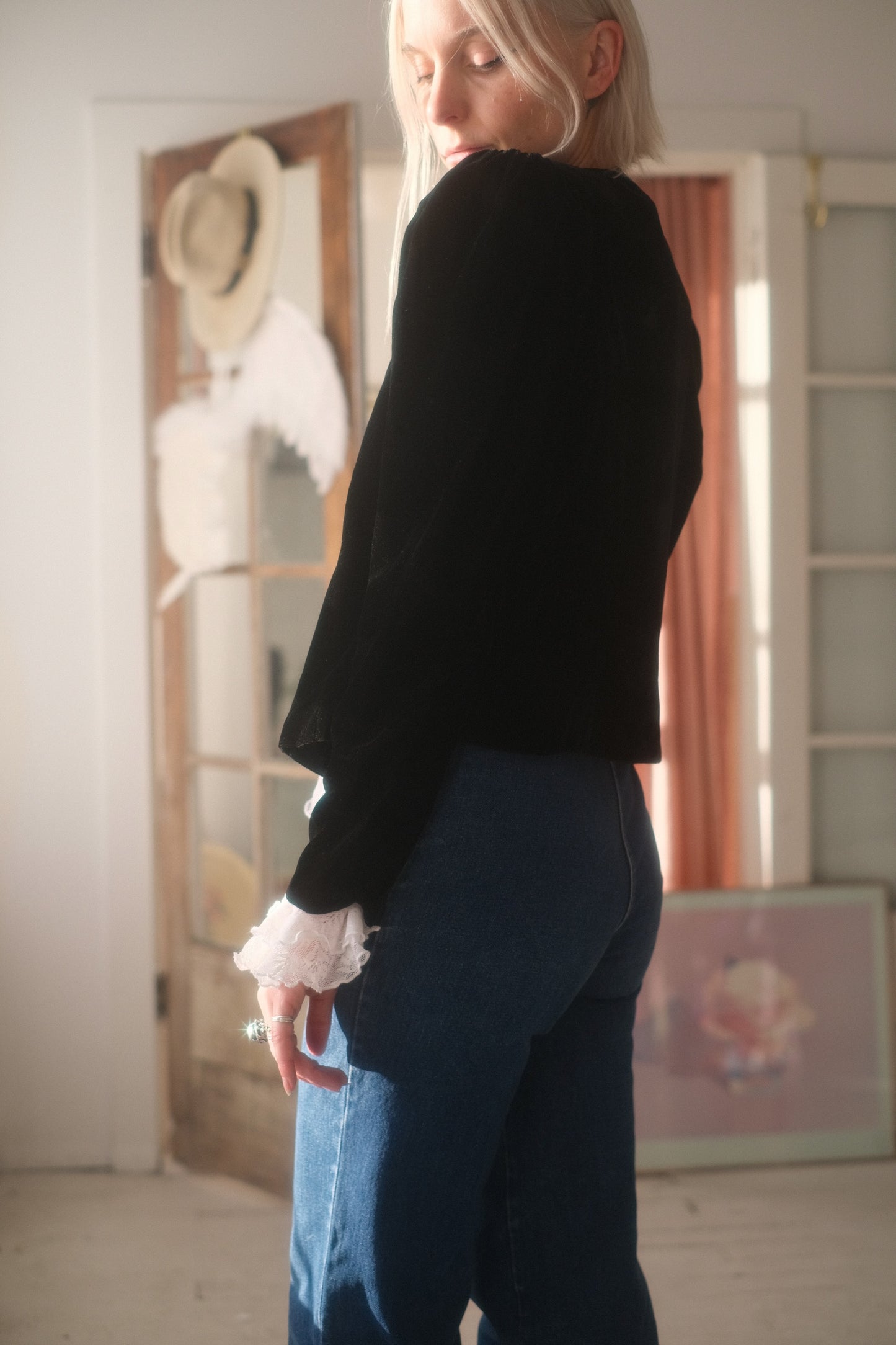 1980s Velvet Puff Sleeve Jacket