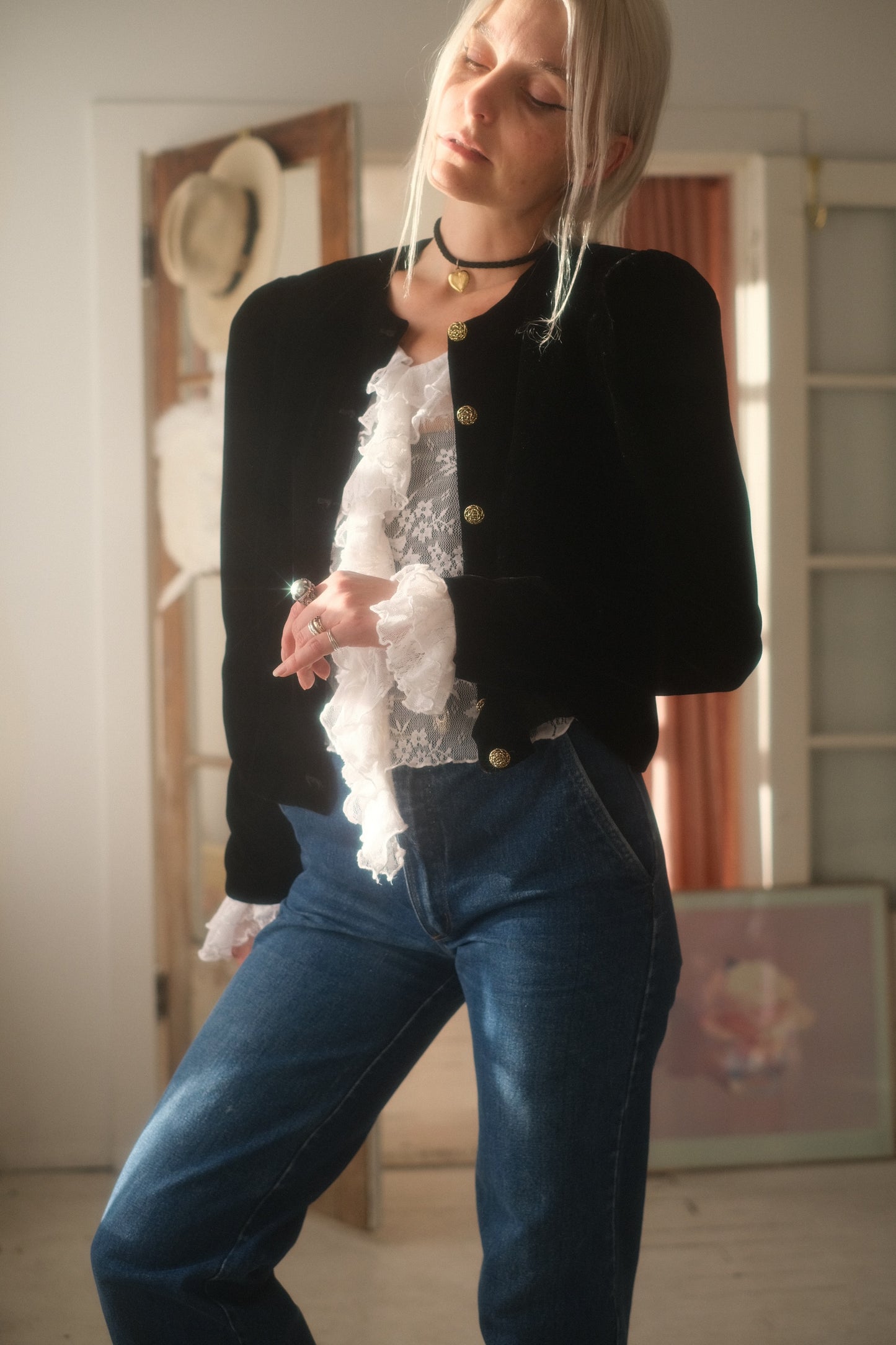 1980s Velvet Puff Sleeve Jacket