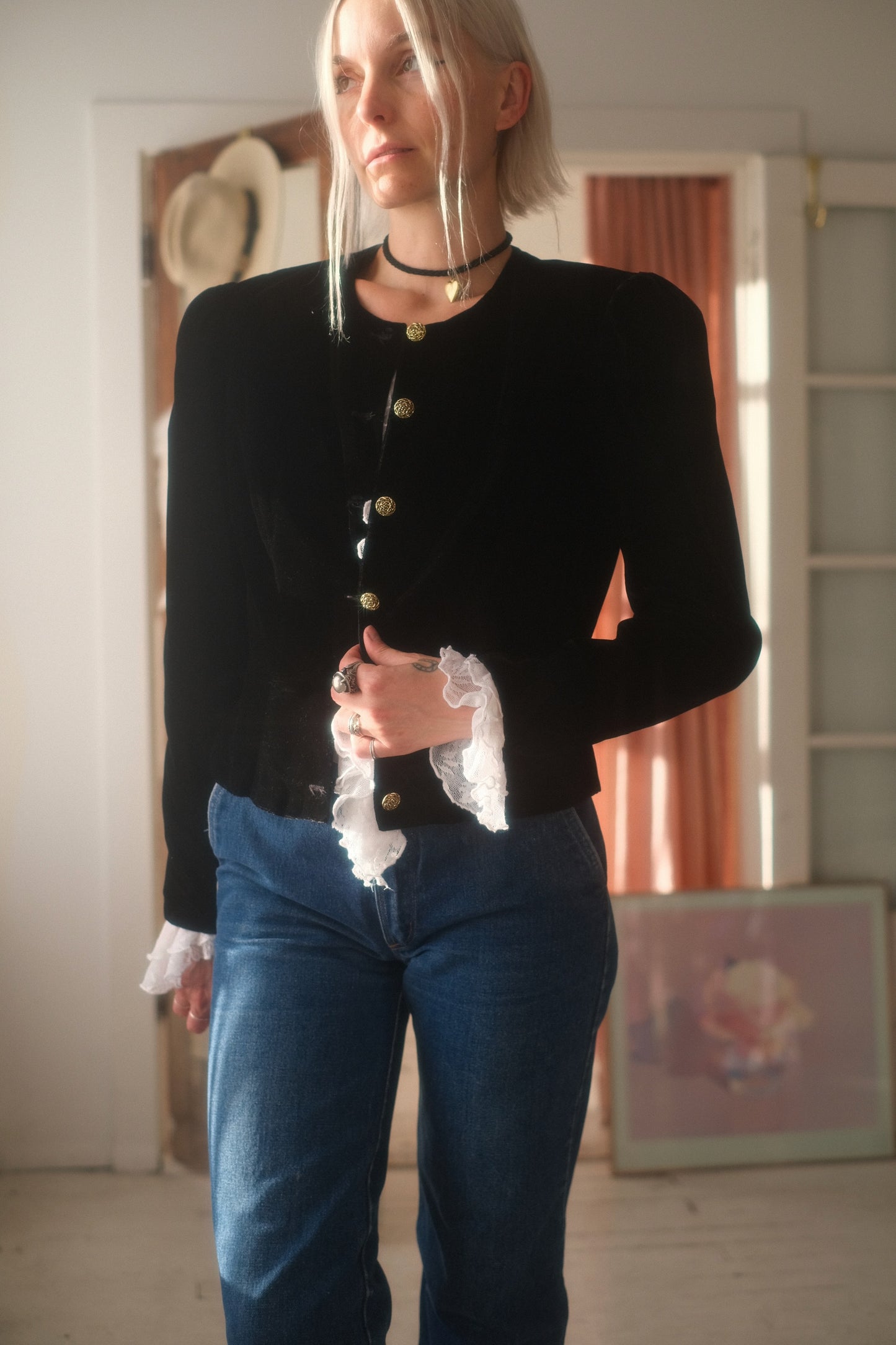 1980s Velvet Puff Sleeve Jacket