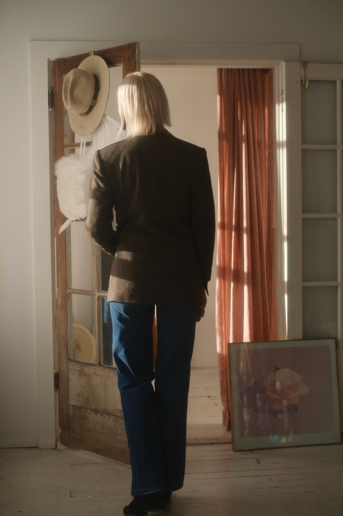 1990s Herringbone + Suede Blazer