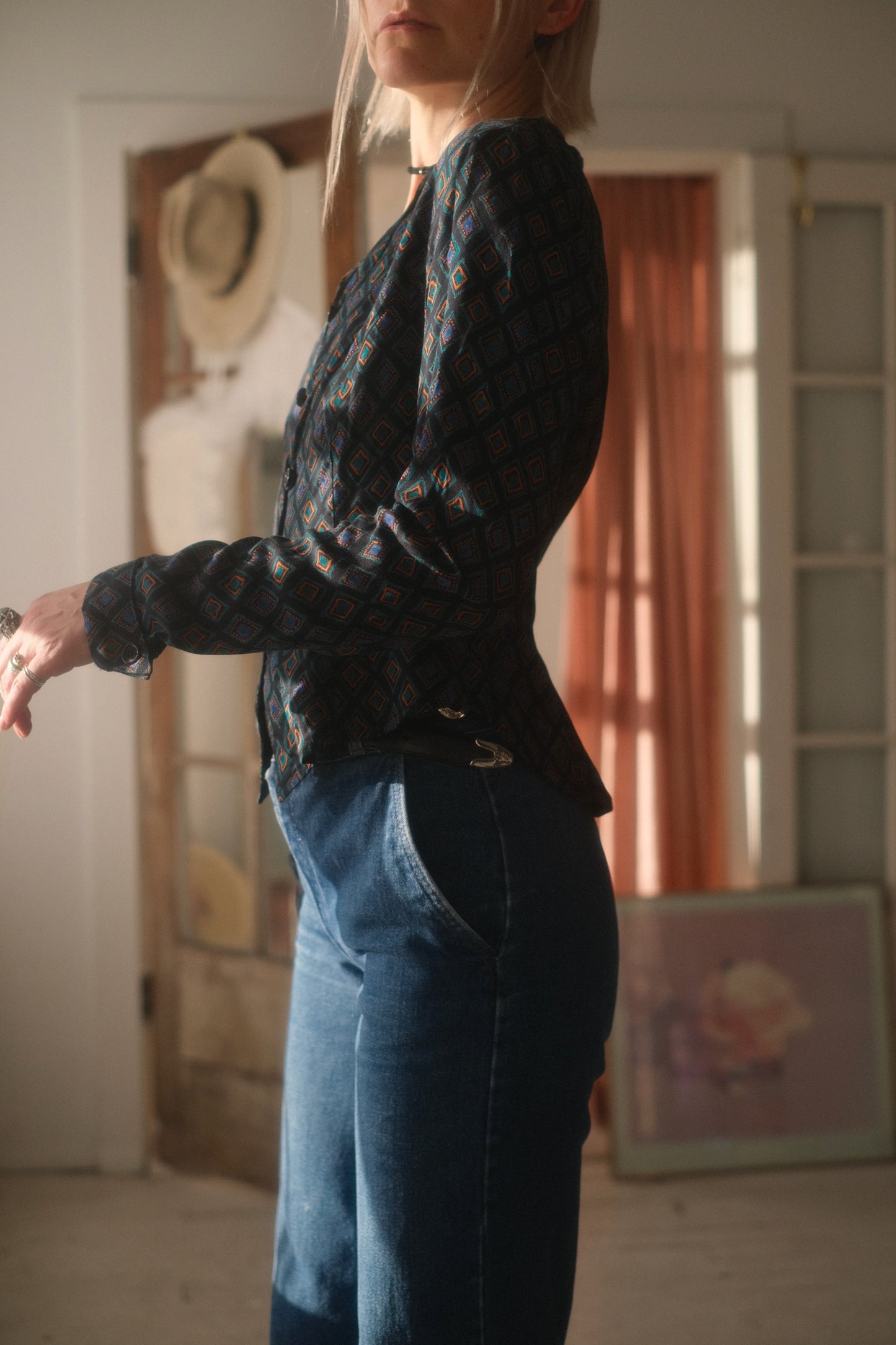 1980s Country Diamond Top