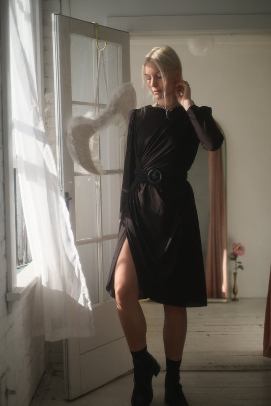 1980s Disco Noir Dress