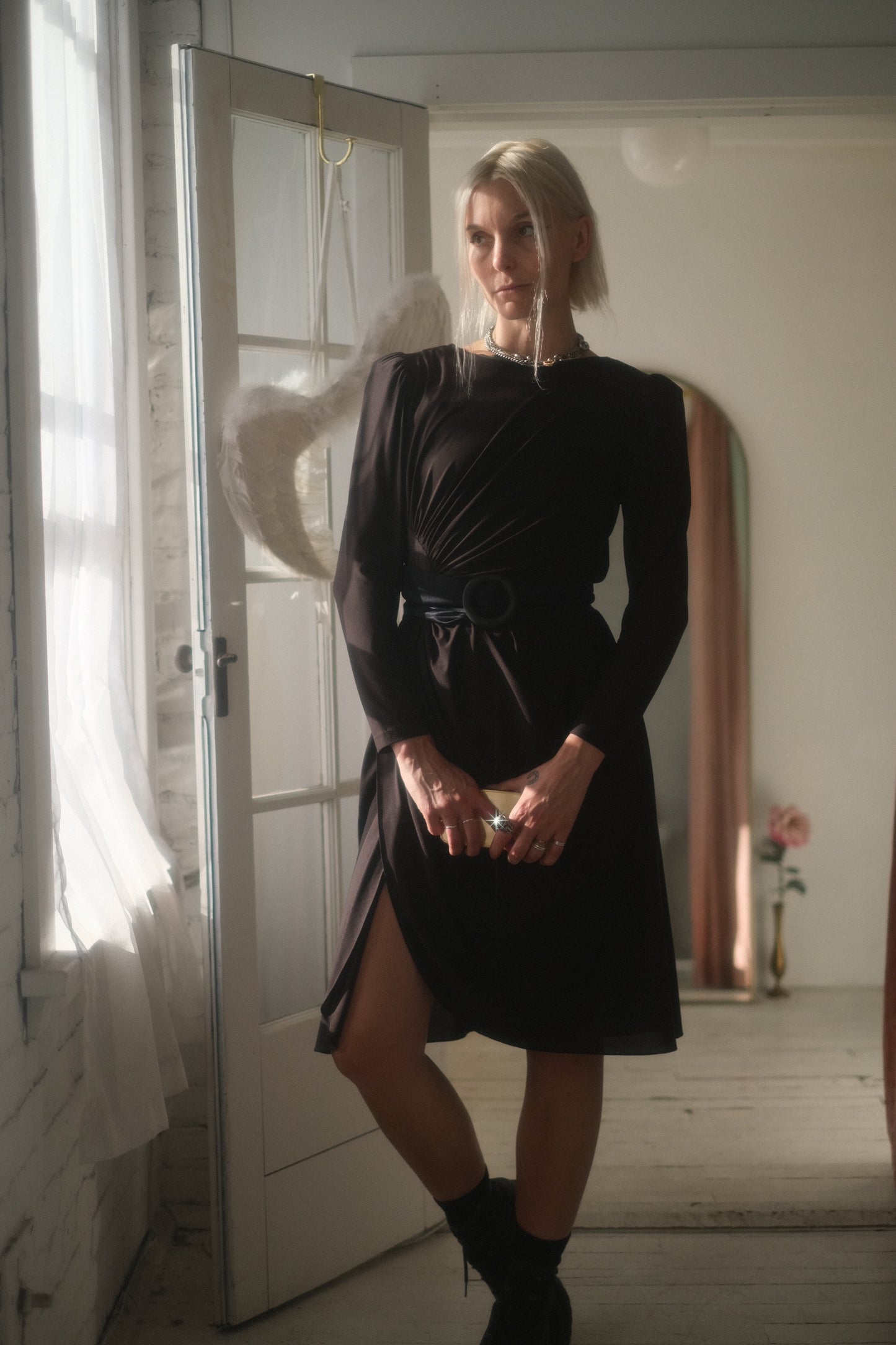 1980s Disco Noir Dress
