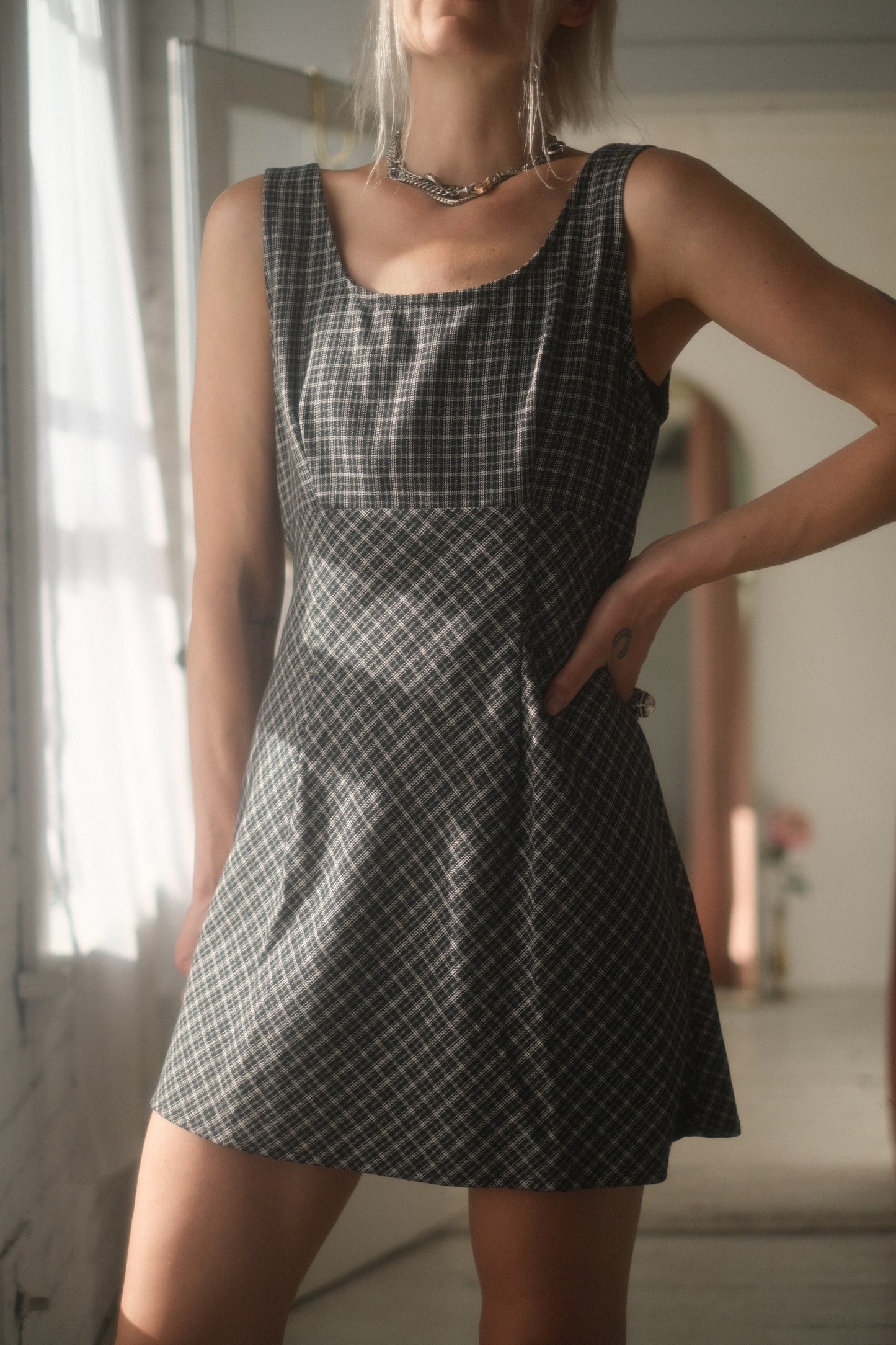 1990s Plaid Mini Dress