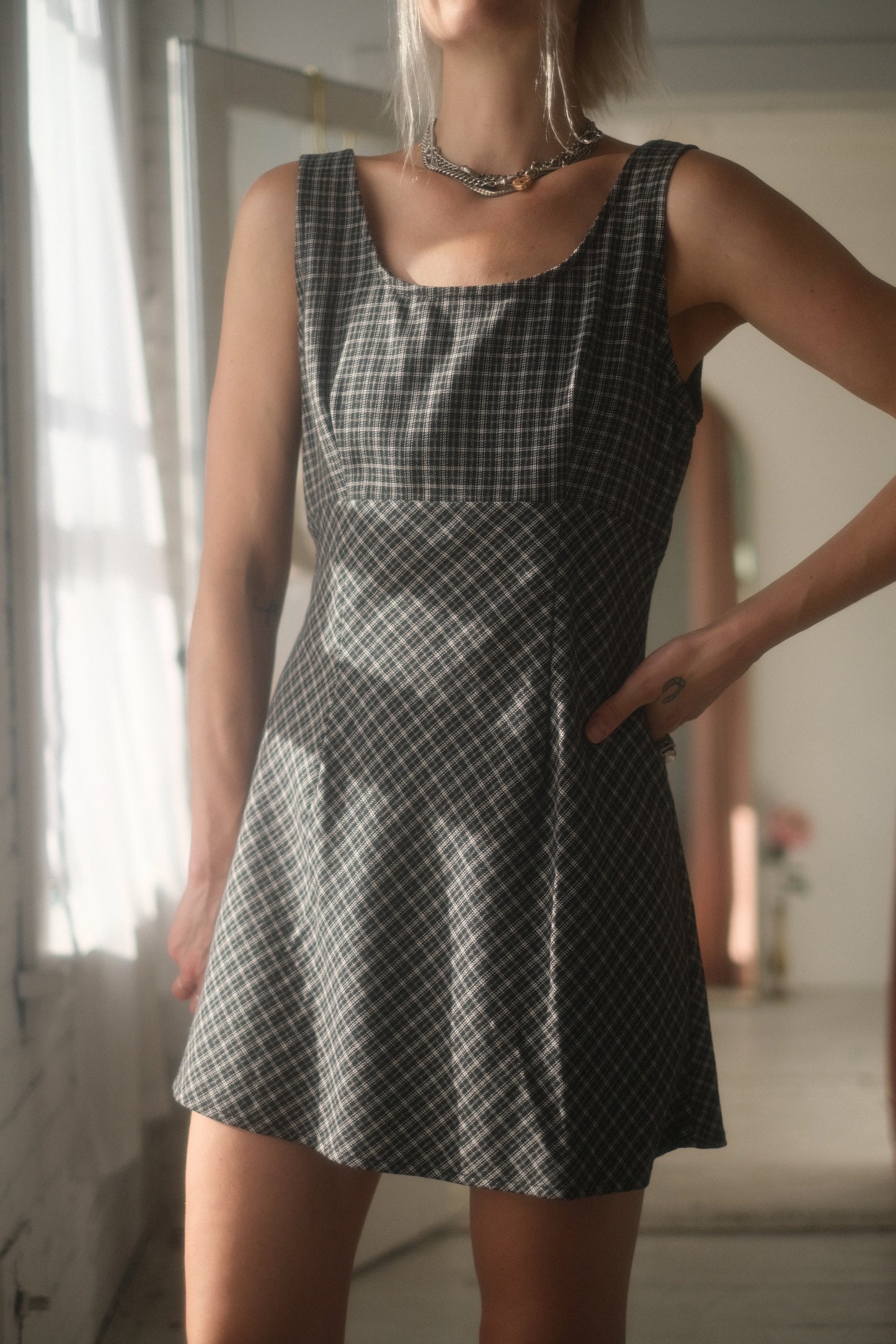 1990s Plaid Mini Dress