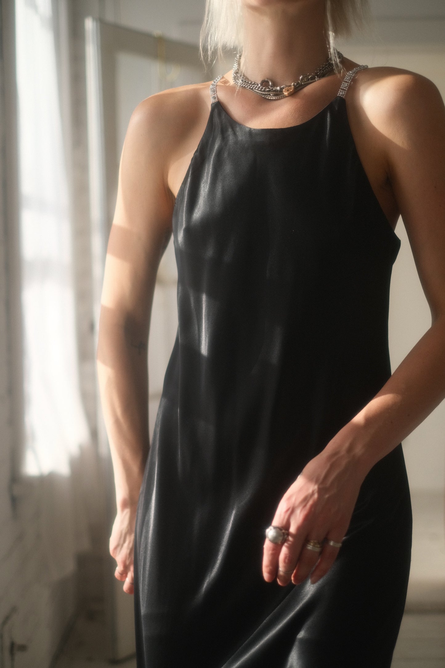 1990s Satin + Rhinestone Gown