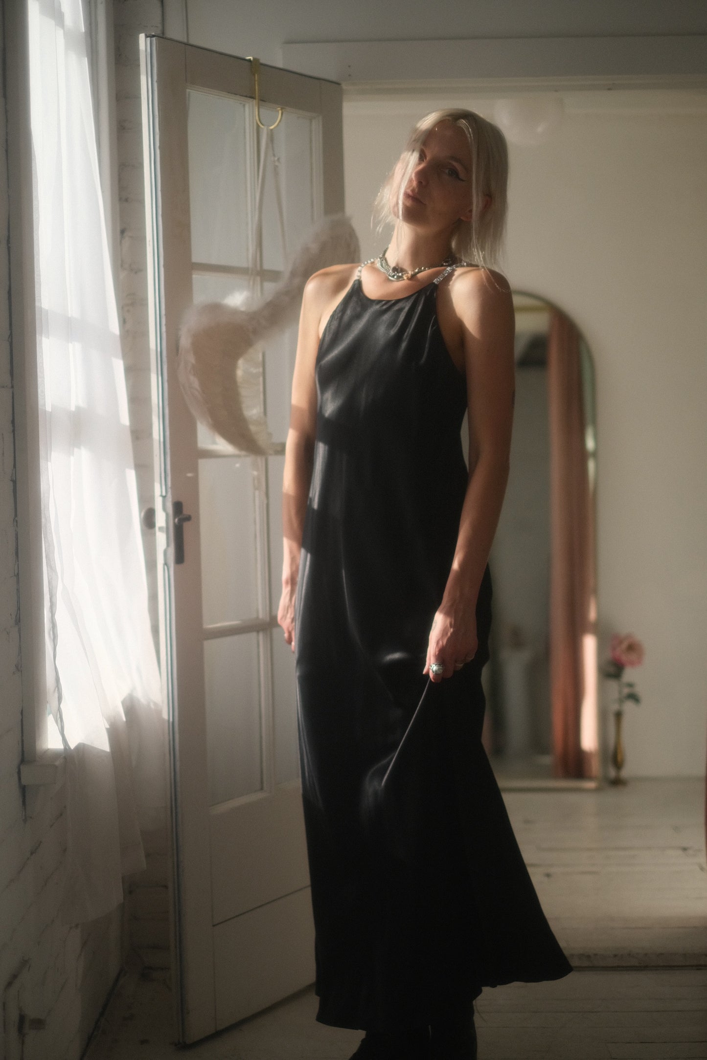 1990s Satin + Rhinestone Gown