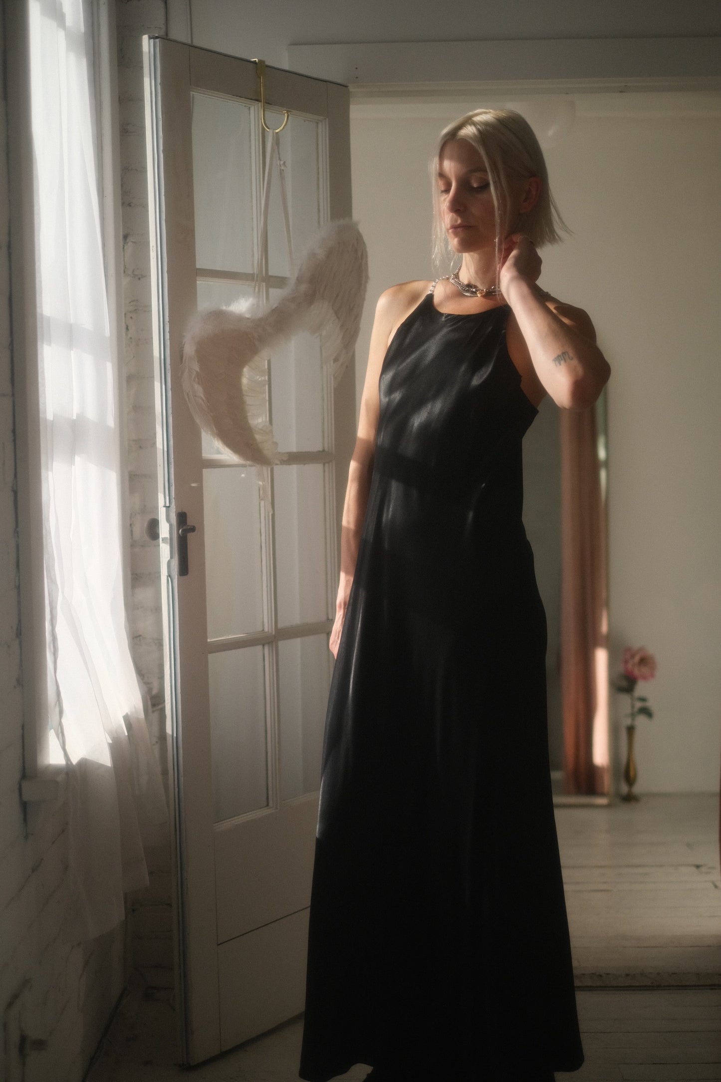 1990s Satin + Rhinestone Gown