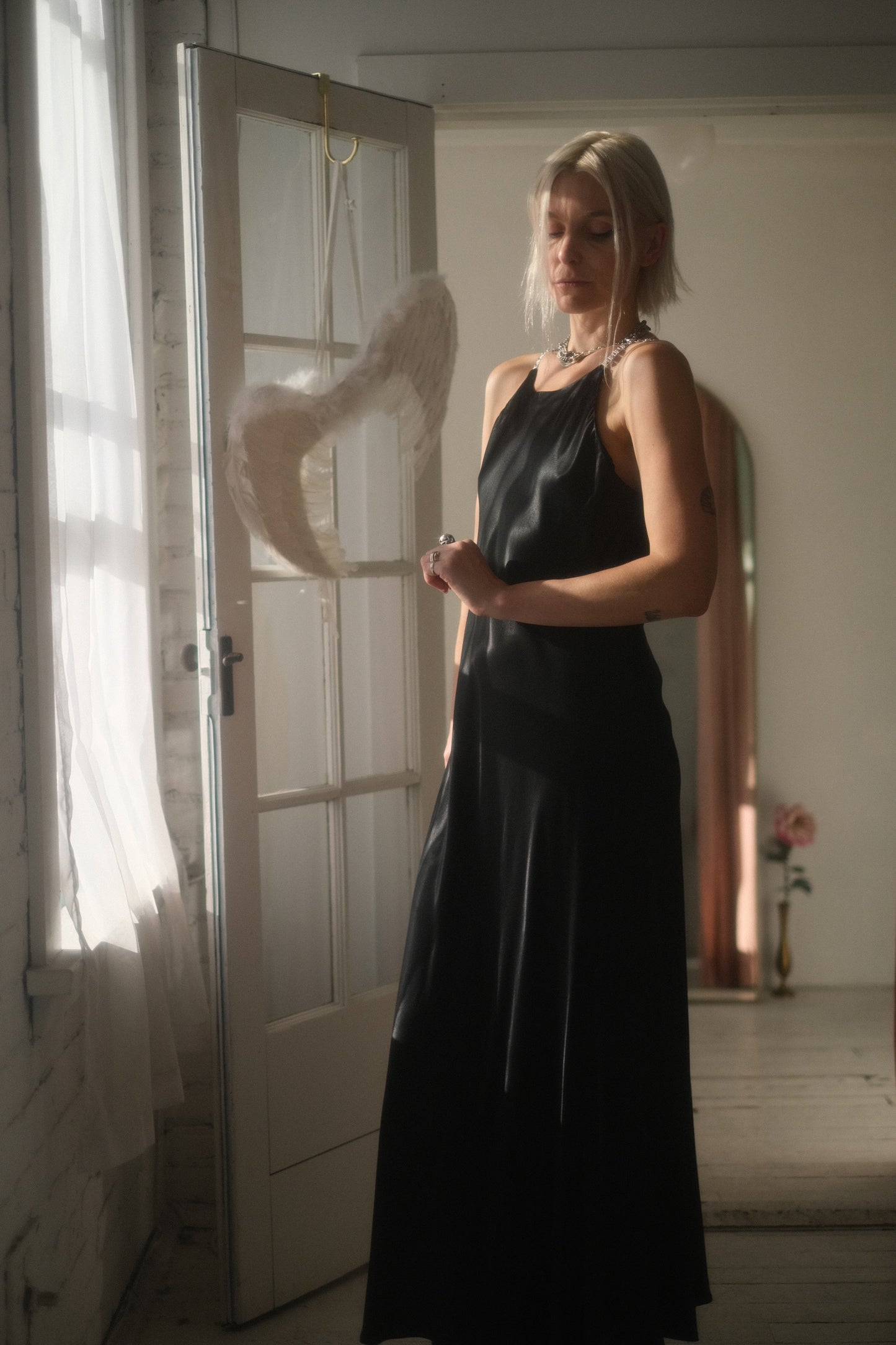 1990s Satin + Rhinestone Gown
