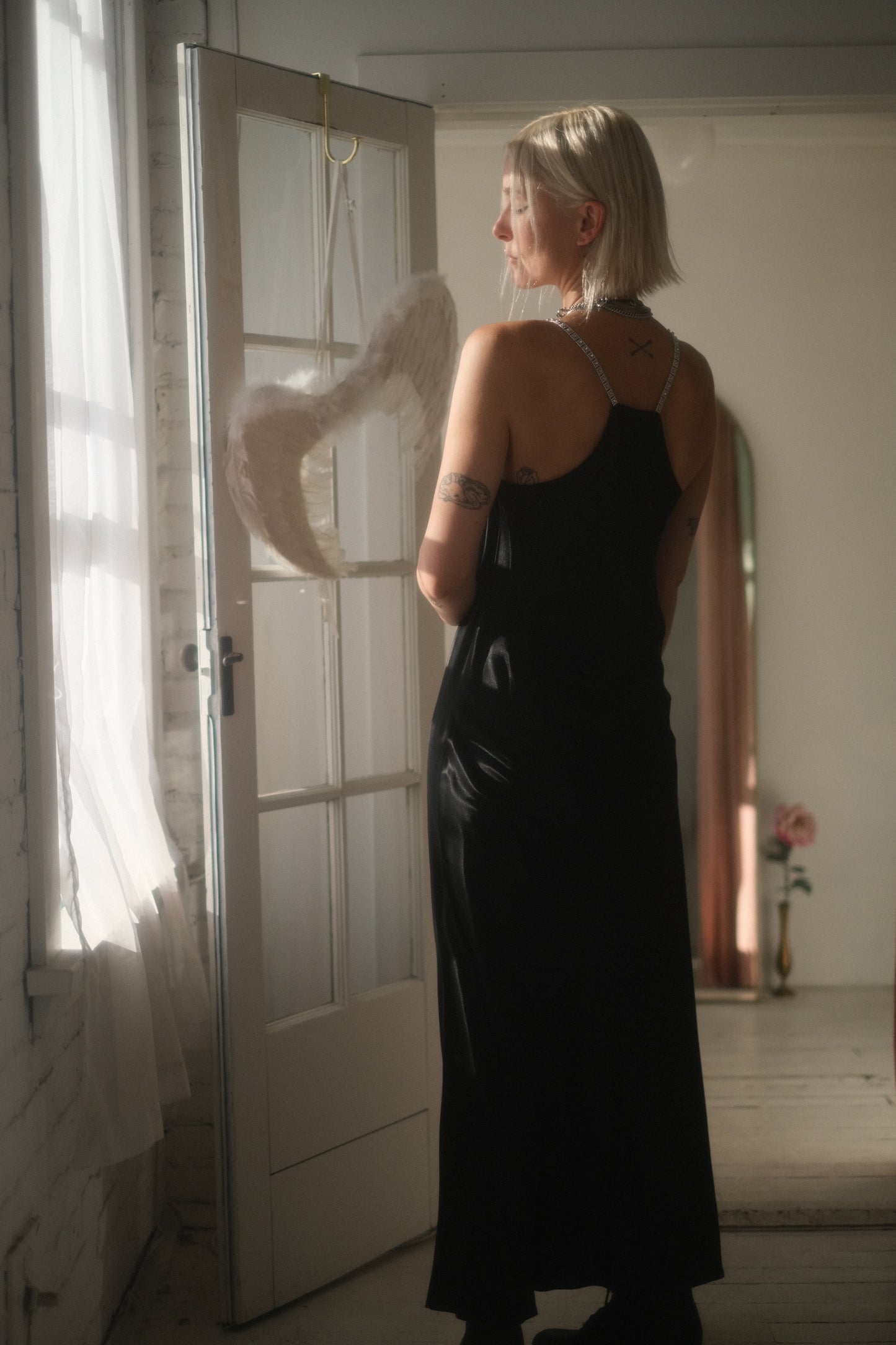 1990s Satin + Rhinestone Gown