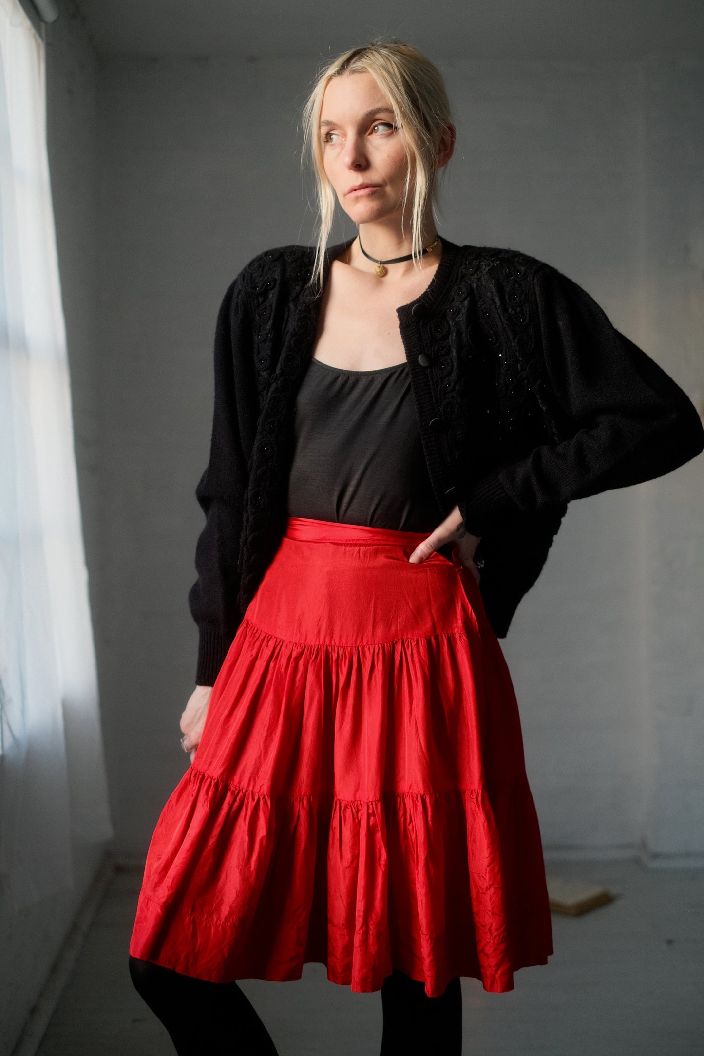 1960s Ruby Tiered Skirt