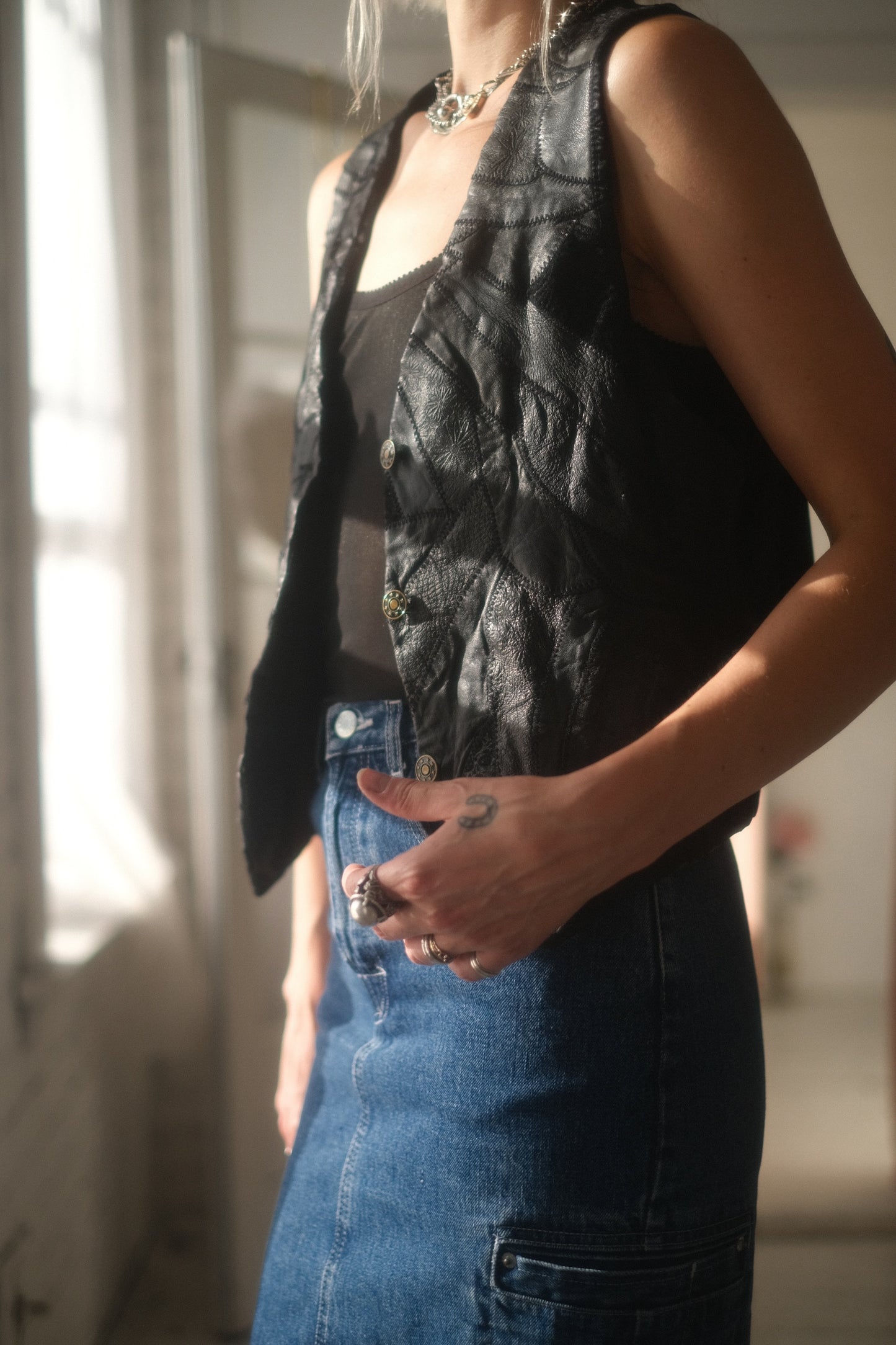 1980s Patchwork Leather Vest