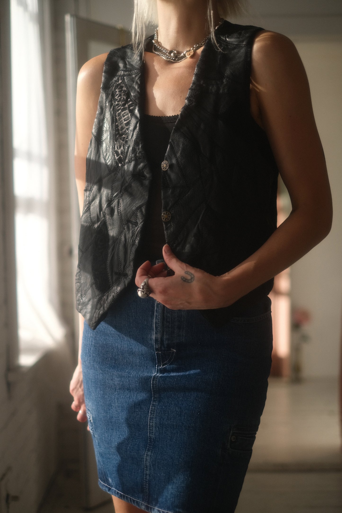 1980s Patchwork Leather Vest