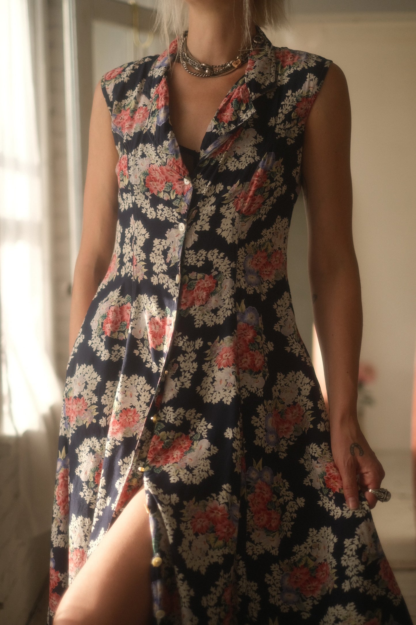 1980s Woven Garden Dress