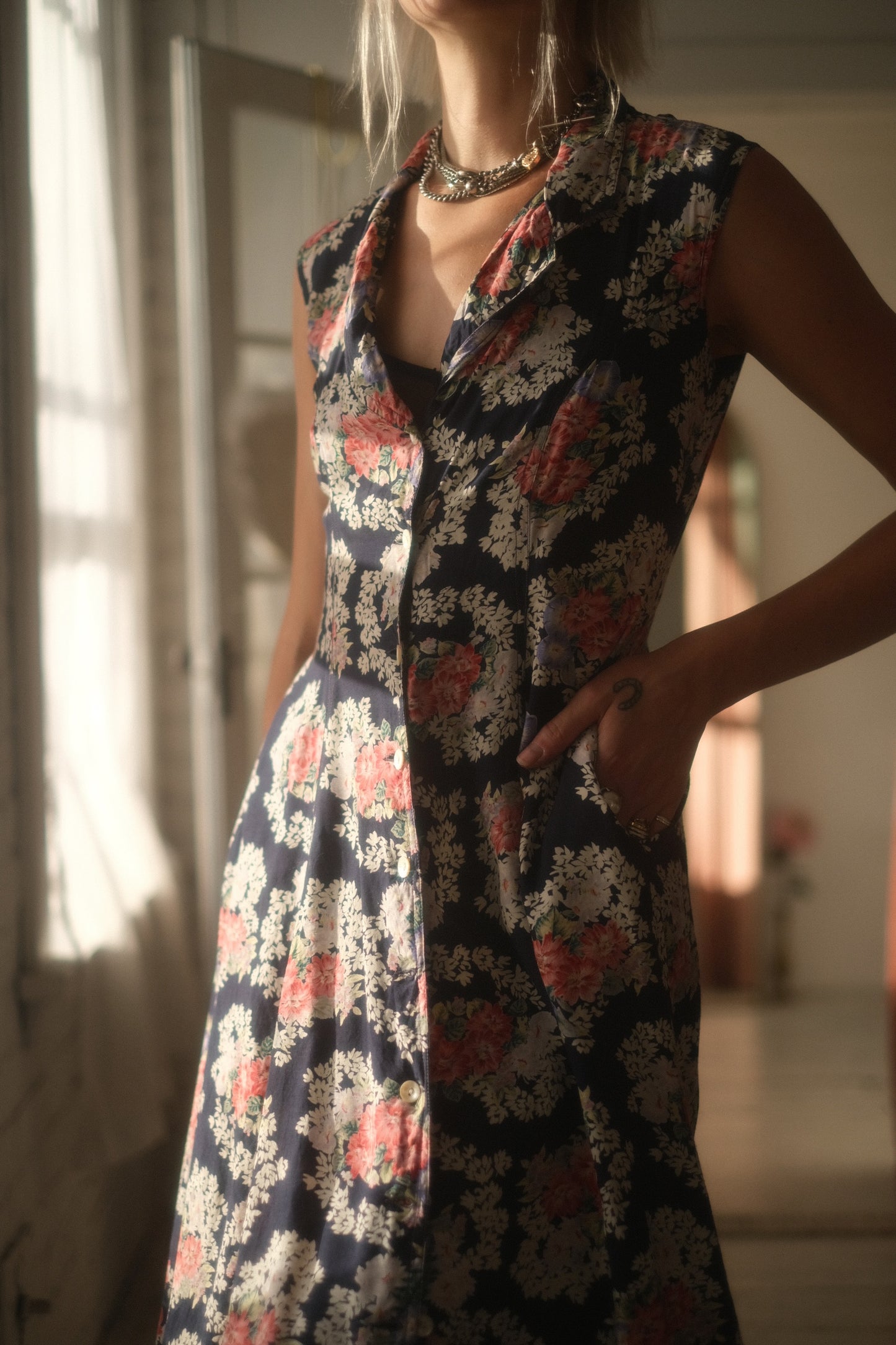 1980s Woven Garden Dress