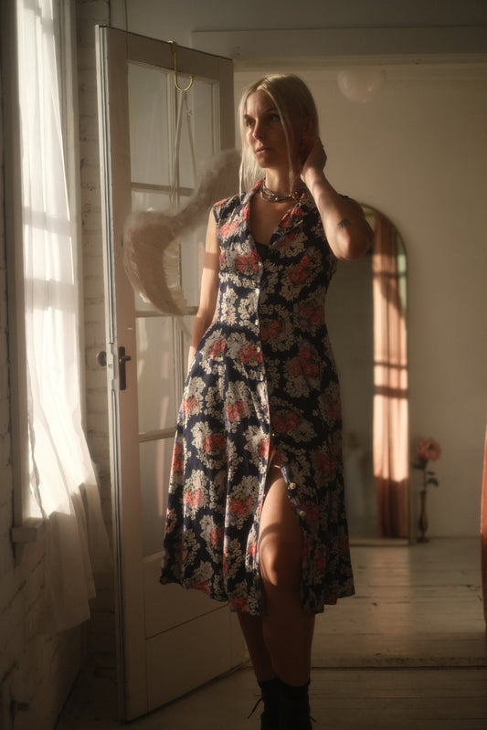 1980s Woven Garden Dress
