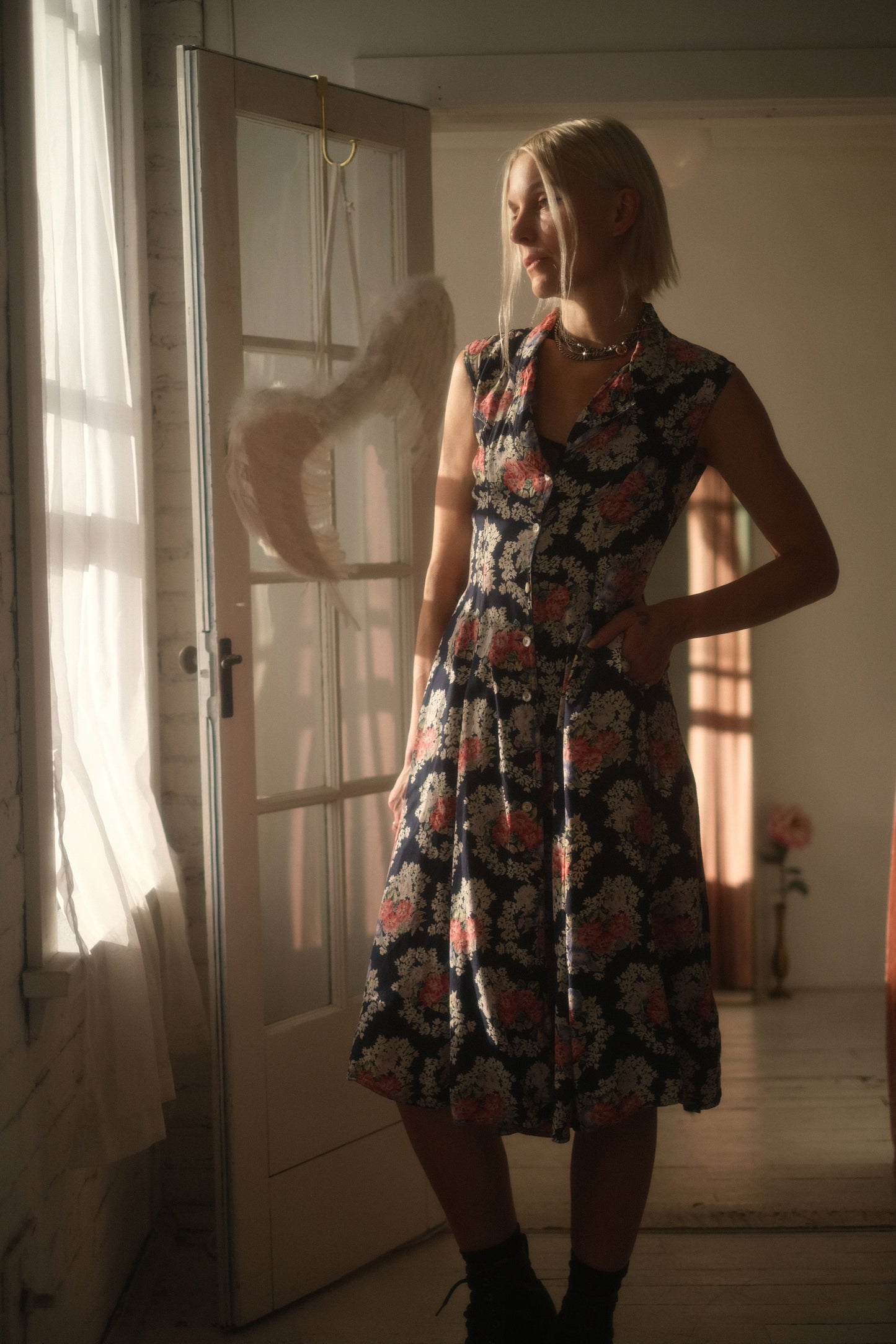 1980s Woven Garden Dress