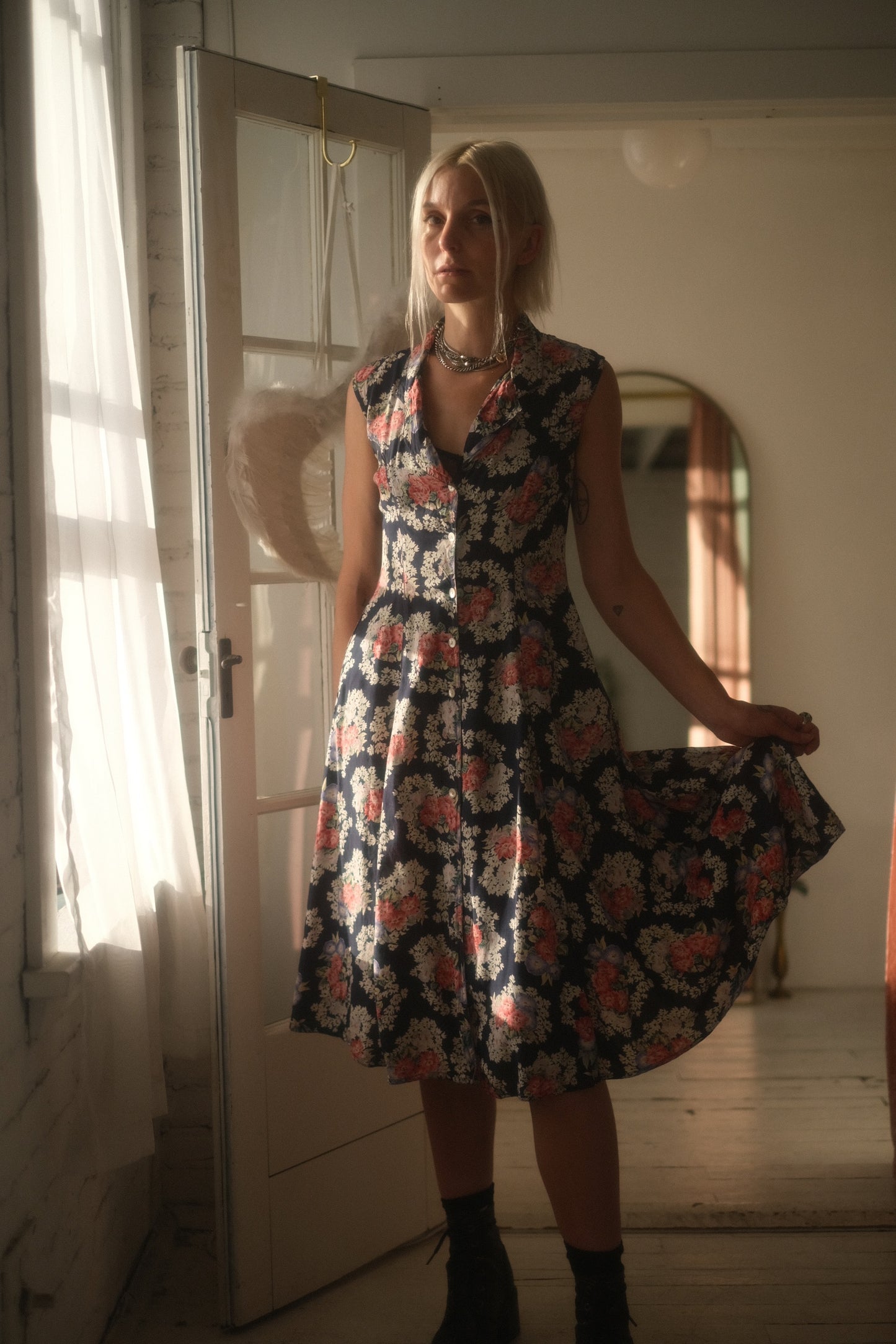 1980s Woven Garden Dress