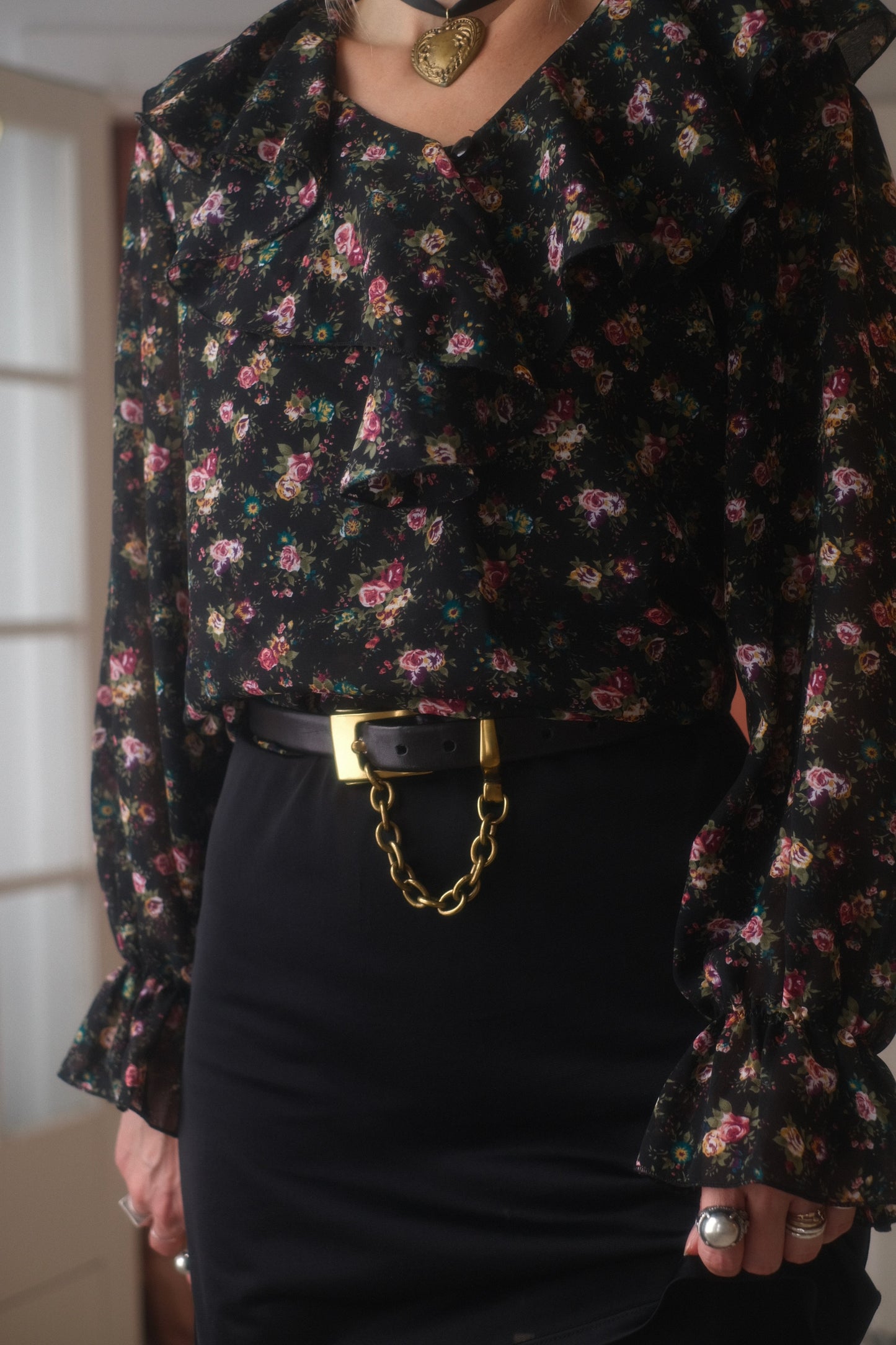 1990s DKNY Chain + Leather Belt