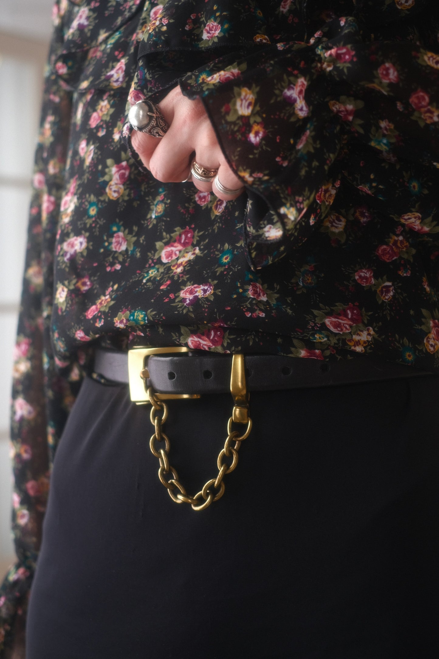 1990s DKNY Chain + Leather Belt