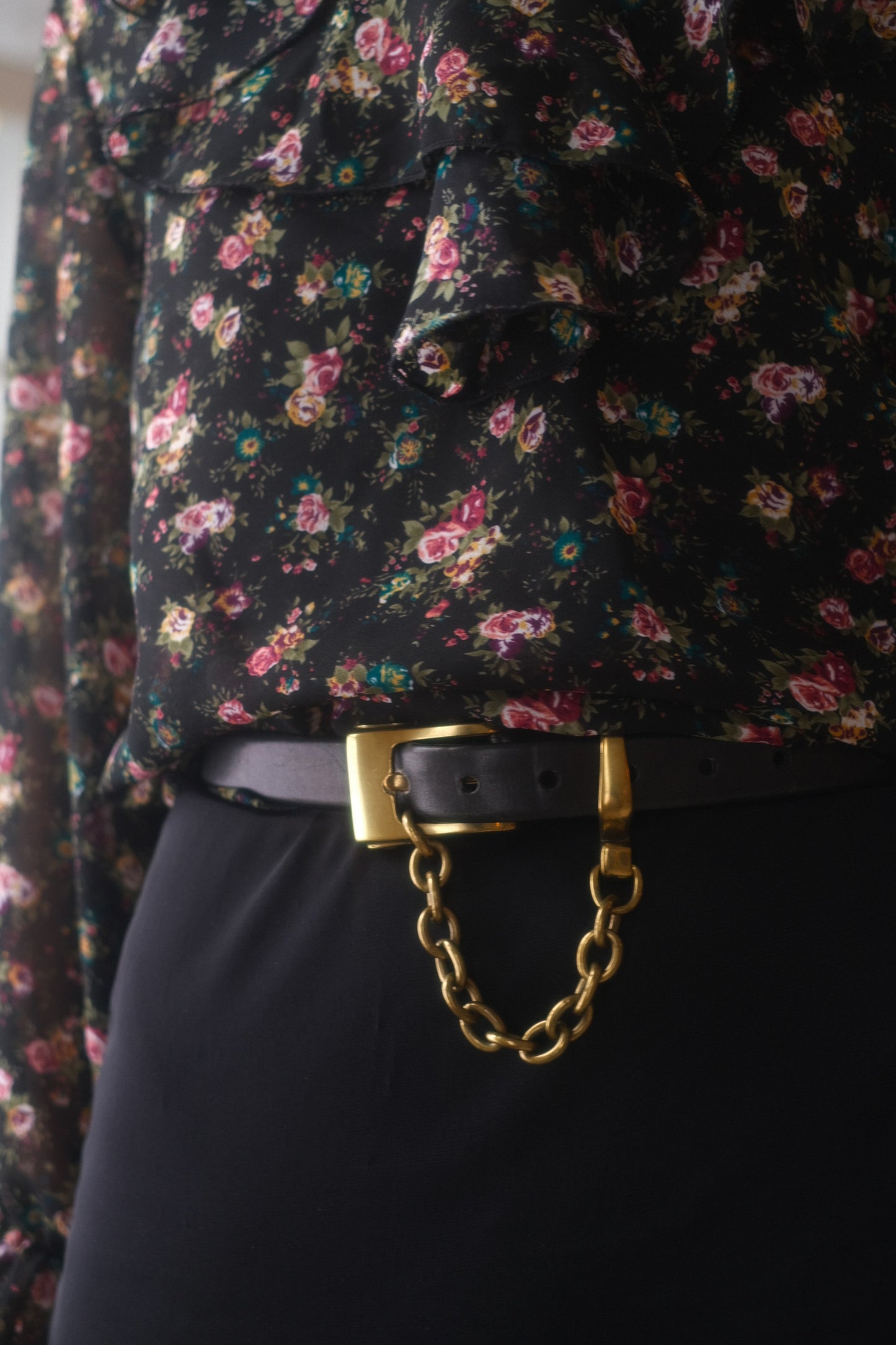 1990s DKNY Chain + Leather Belt