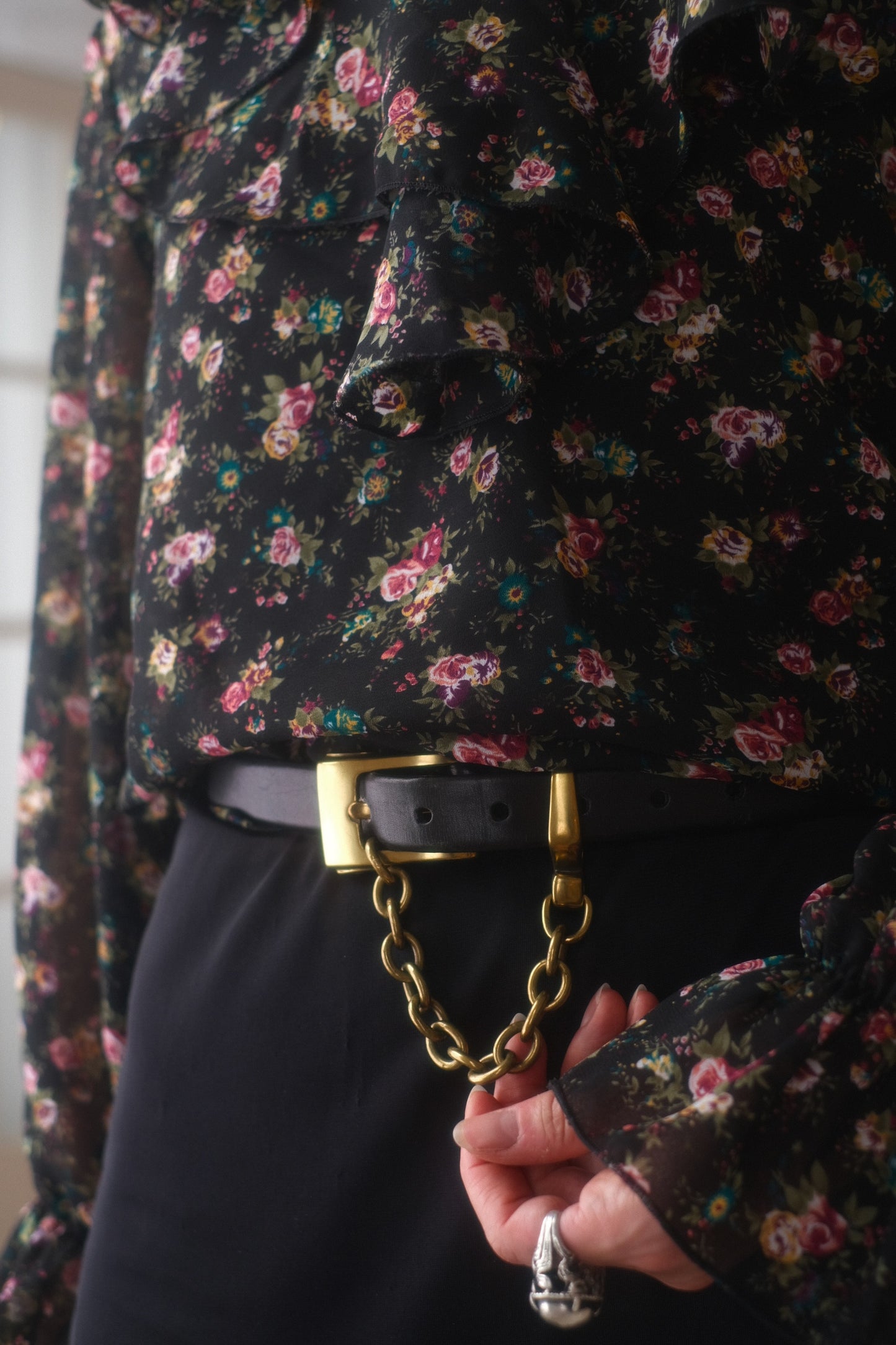 1990s DKNY Chain + Leather Belt