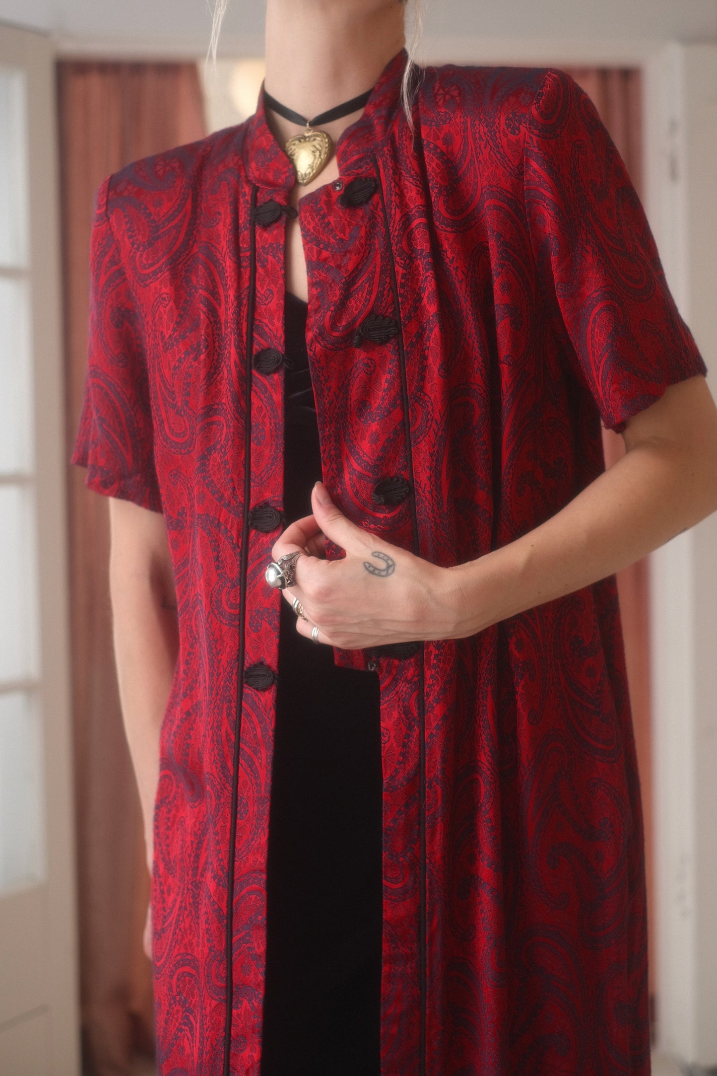 1990s Ruby Brocade Maxi