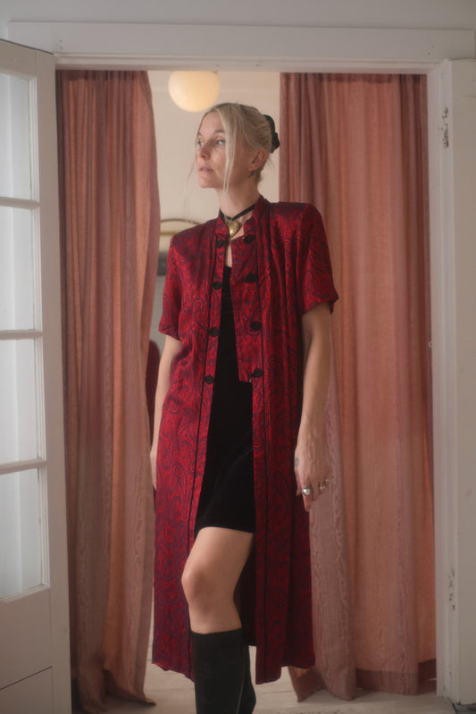 1990s Ruby Brocade Maxi