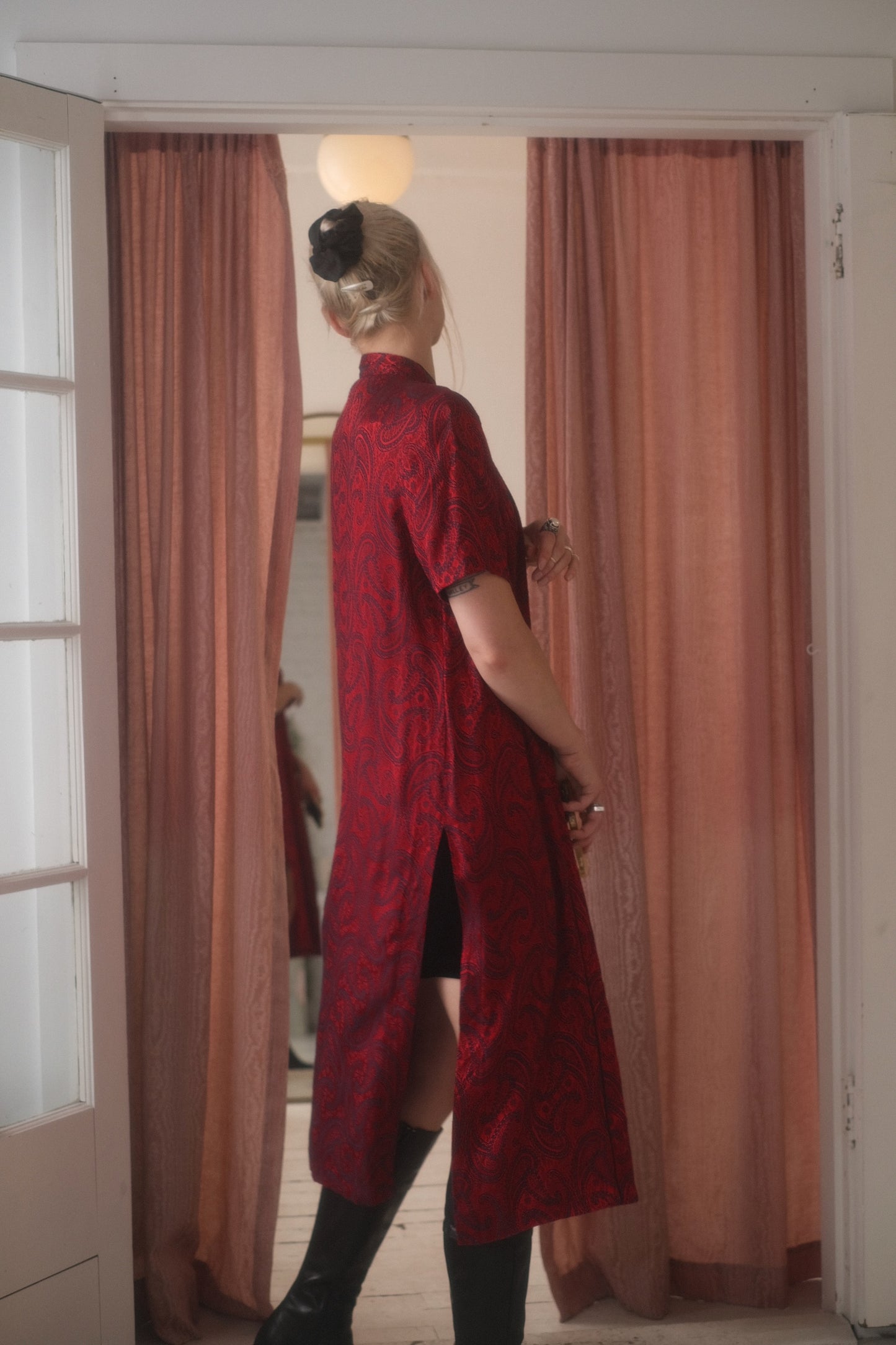 1990s Ruby Brocade Maxi
