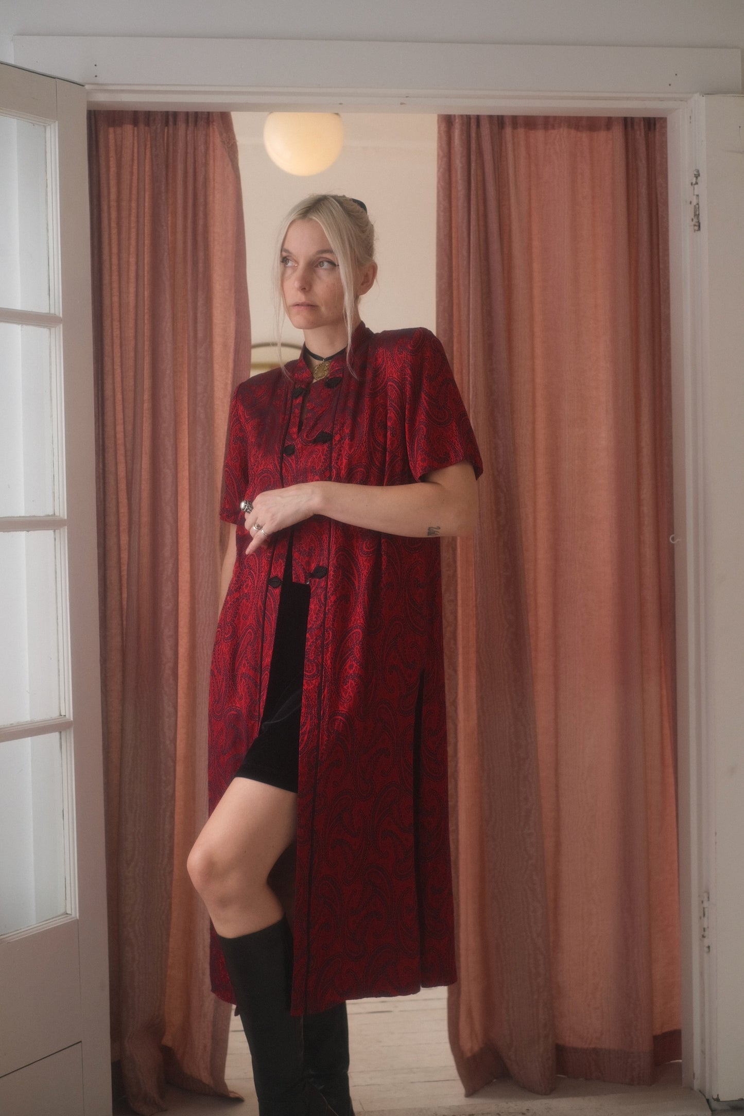 1990s Ruby Brocade Maxi