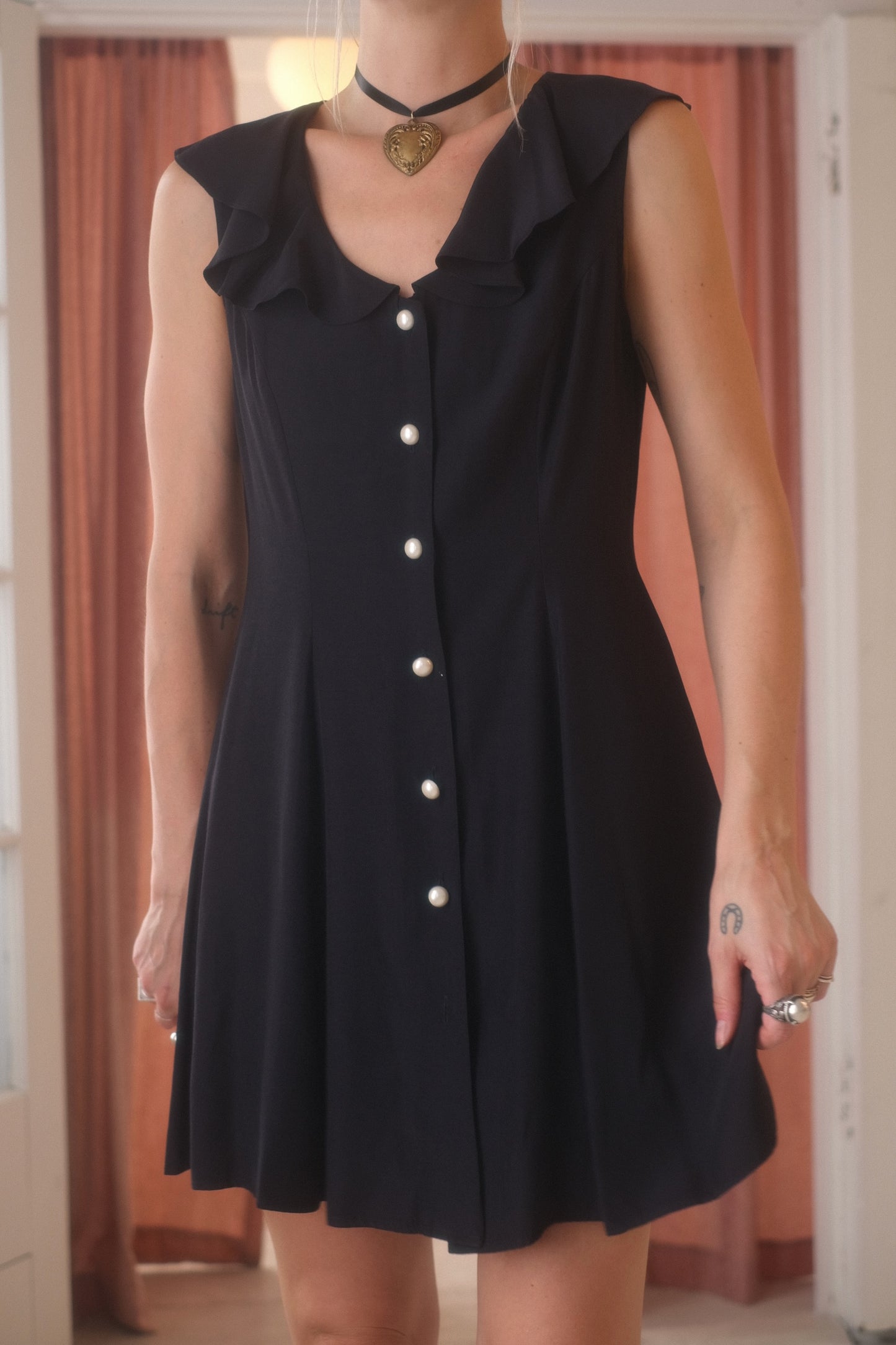 1980s Ruffle Mini Dress