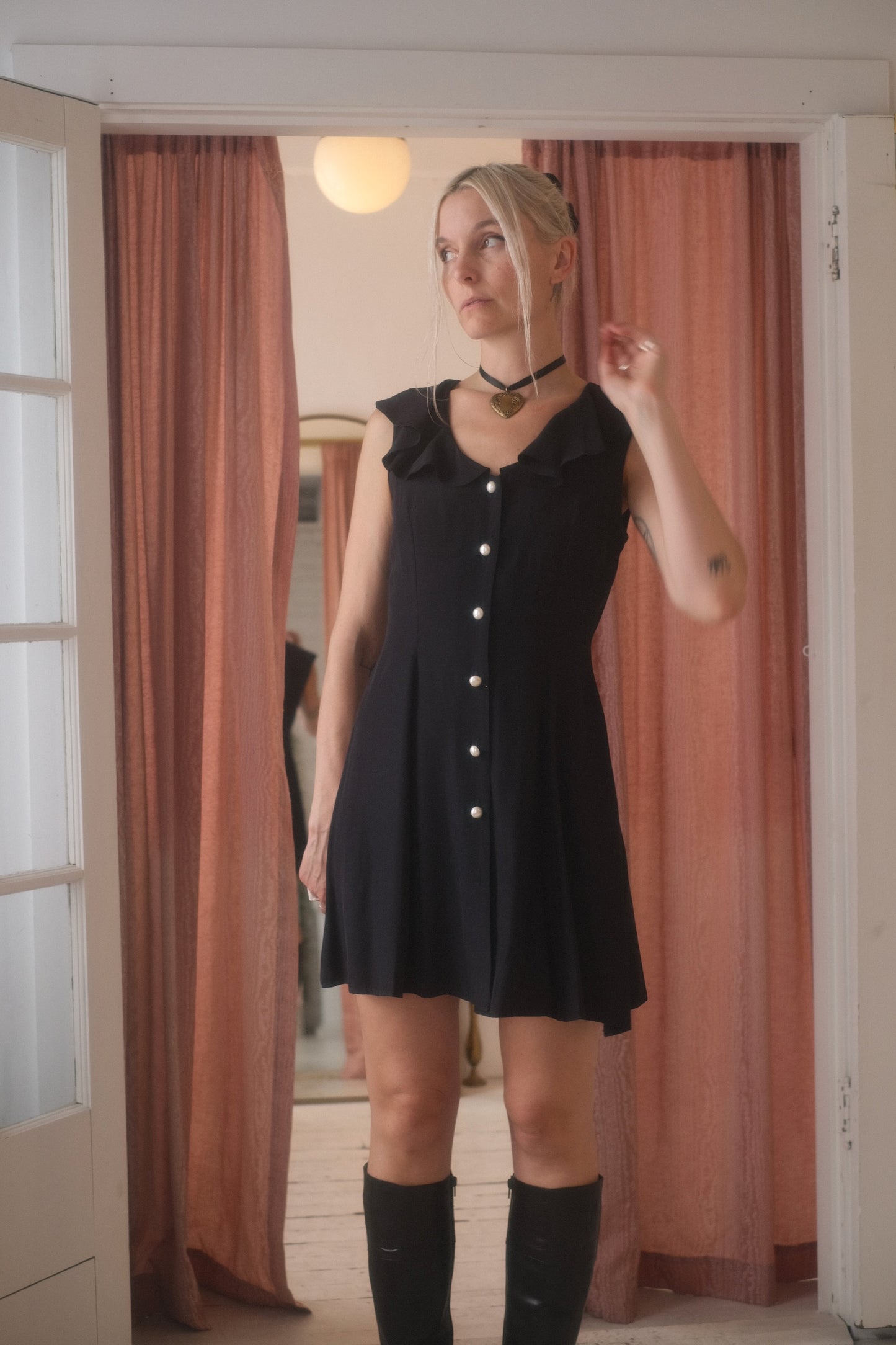 1980s Ruffle Mini Dress