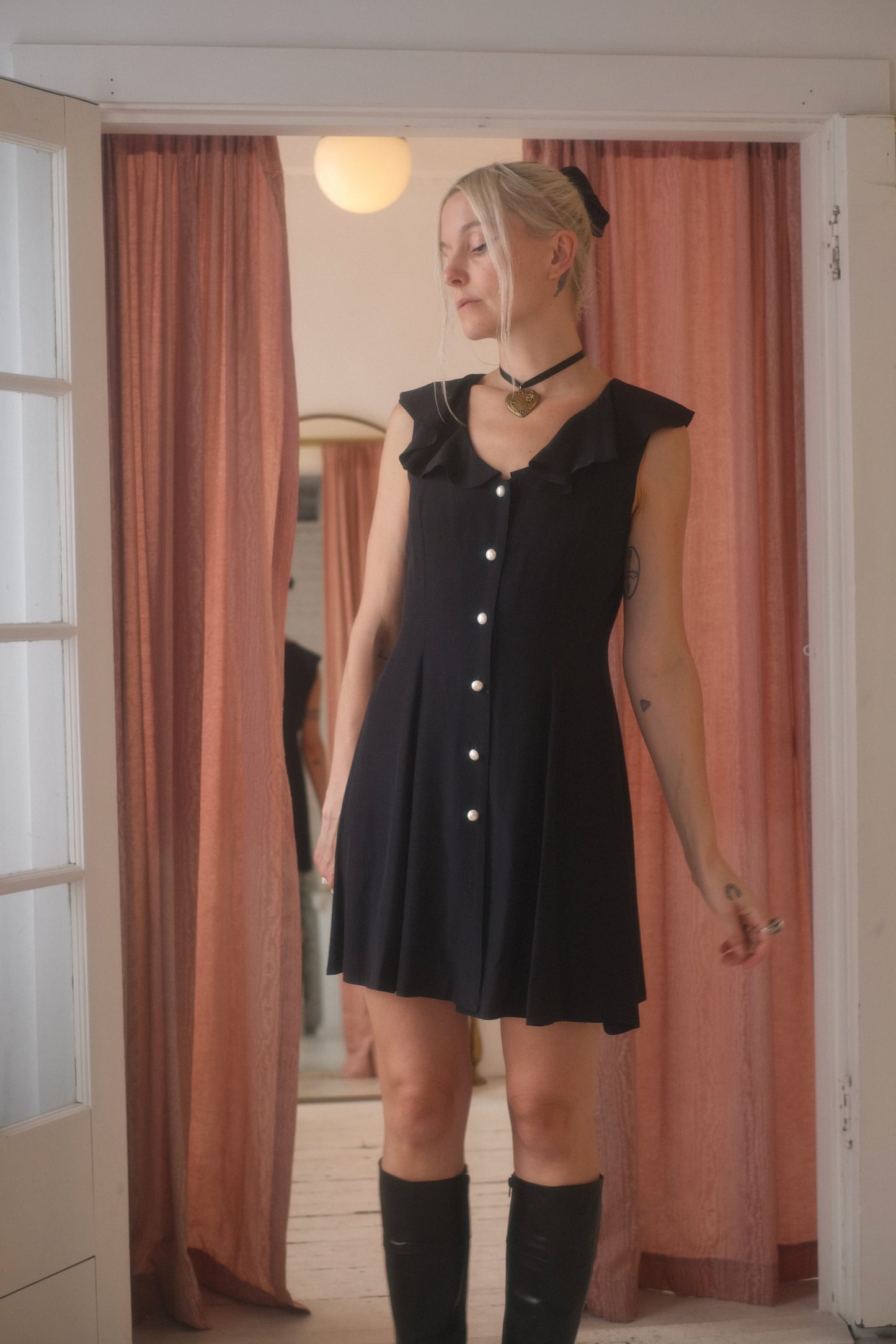 1980s Ruffle Mini Dress